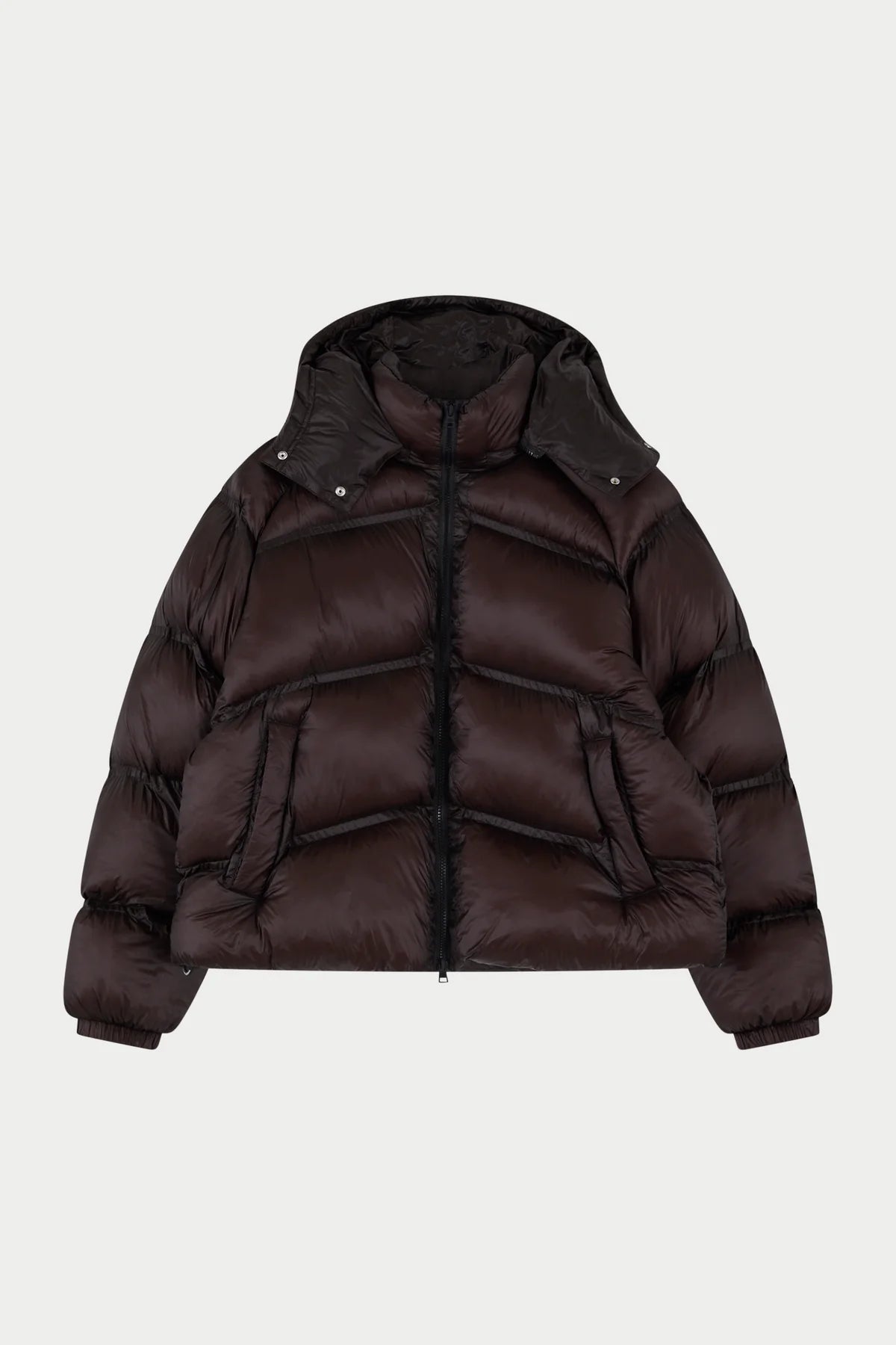 THE COUTURE CLUB TRANSLUCENT HOODED PUFFER - BROWN