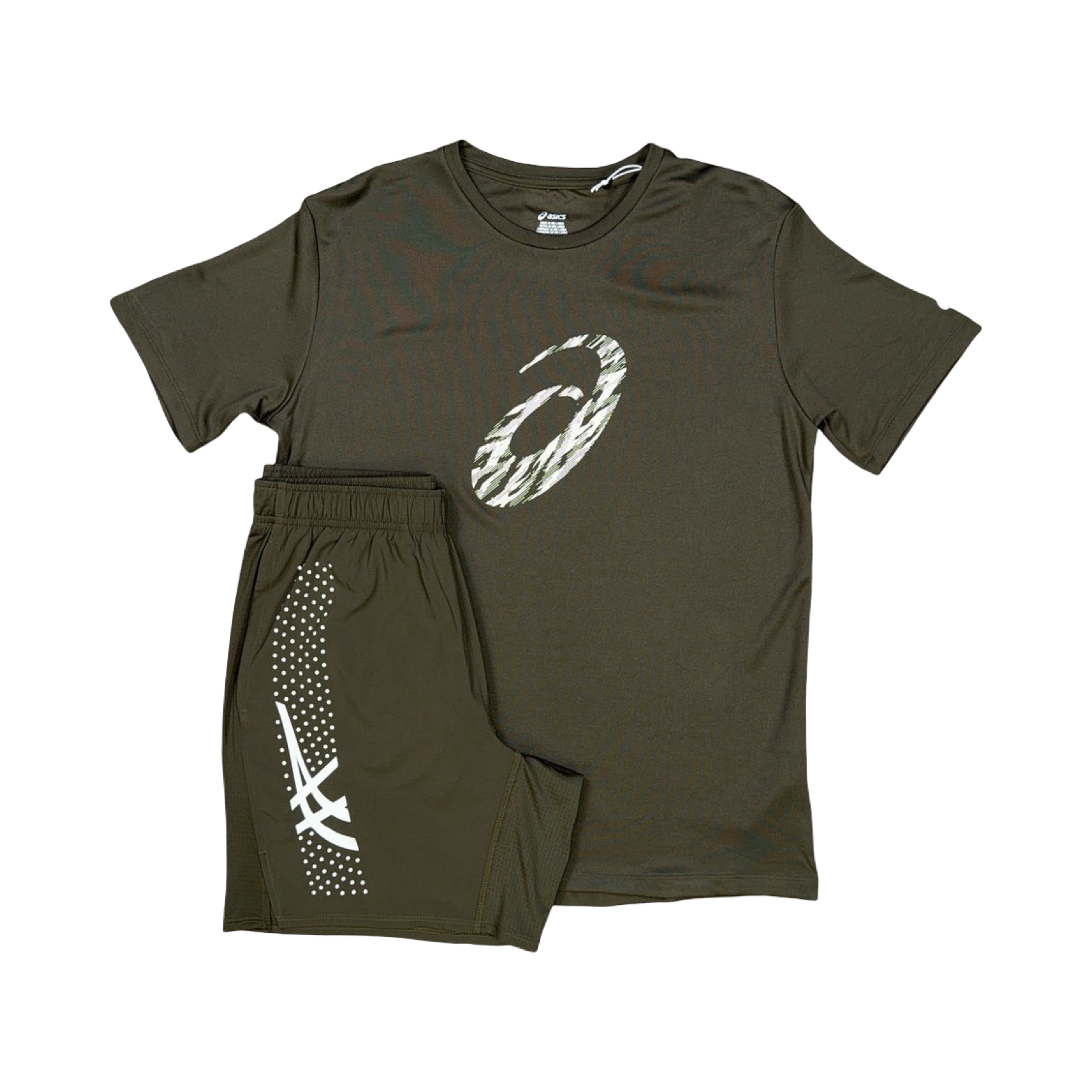 ASICS GPX/ICON T-SHIRT/SHORTS SET BROWNSTONE/WHITE