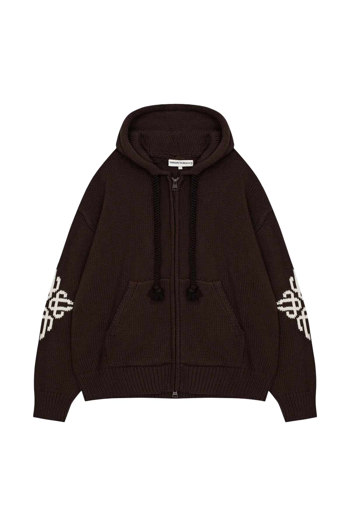 THE COUTURE CLUB CHUNKY KNIT ZIP HOODIE