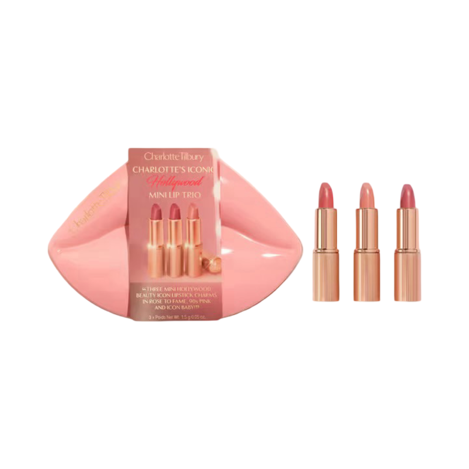 CHARLOTTE TILBURY HOLLYWOOD ICONIC MINI LIP TRIO CHRISTMAS MAKEUP GIFT SET