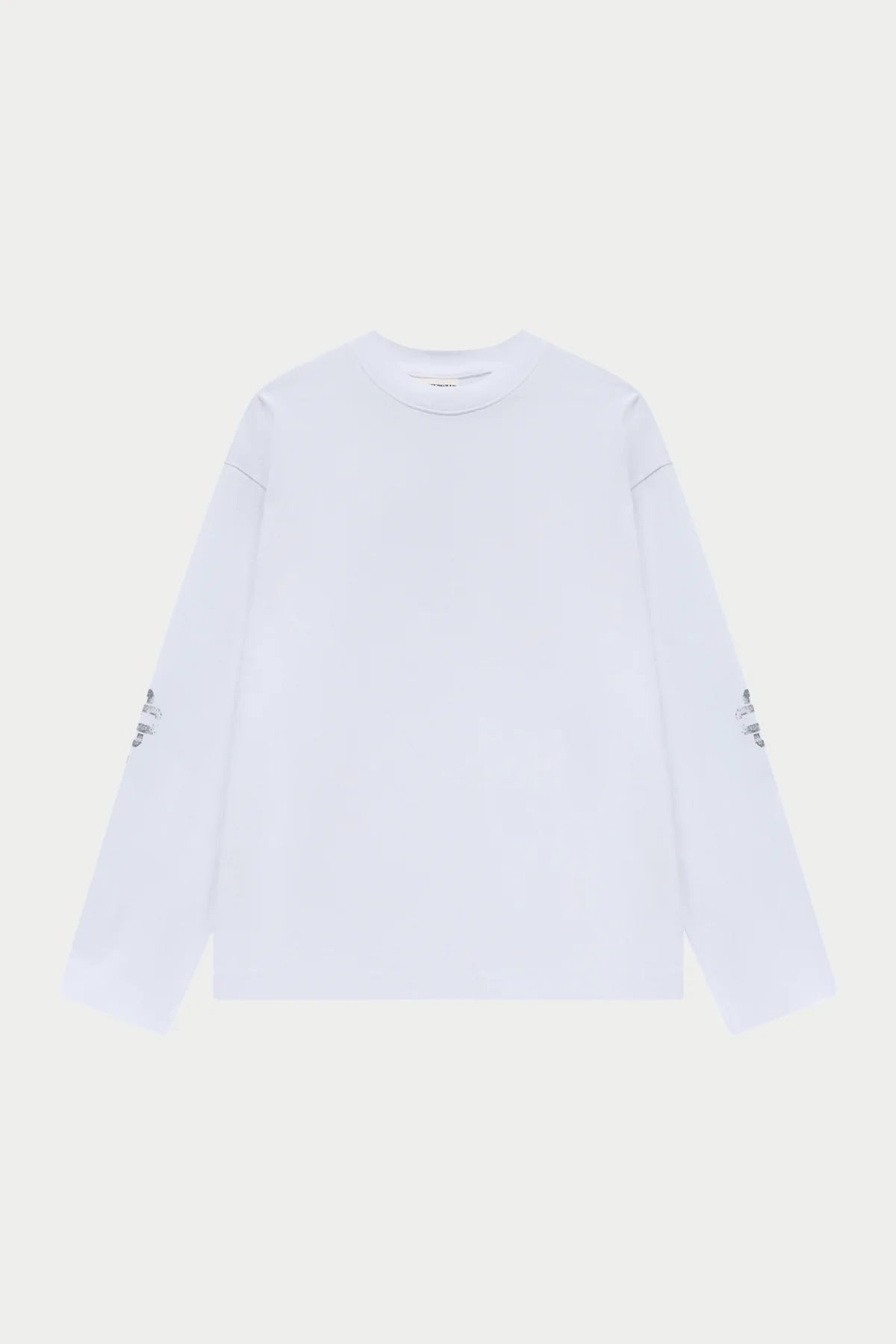 THE COUTURE CLUB WASHED EMBLEM PRINT LONG SLEEVE T-SHIRT - WHITE