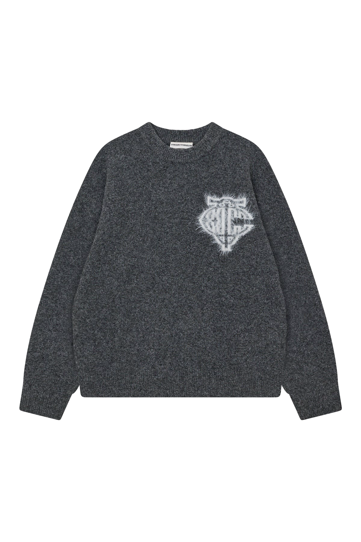 THE COUTURE CLUB MONOGRAM FLUFFY KNIT CREWNECK