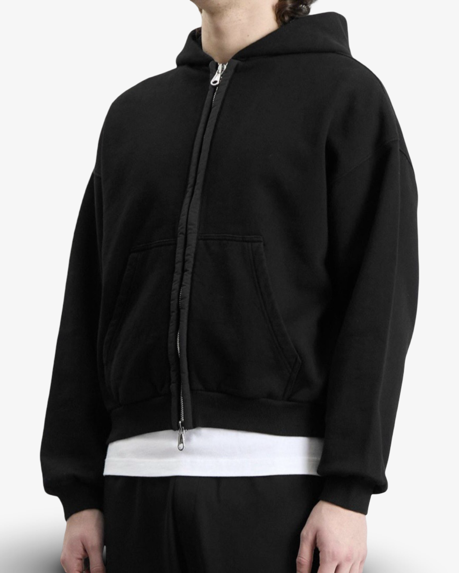 COLE BUXTON NYLON TAPE ZIP HOODIE - VINTAGE BLACK