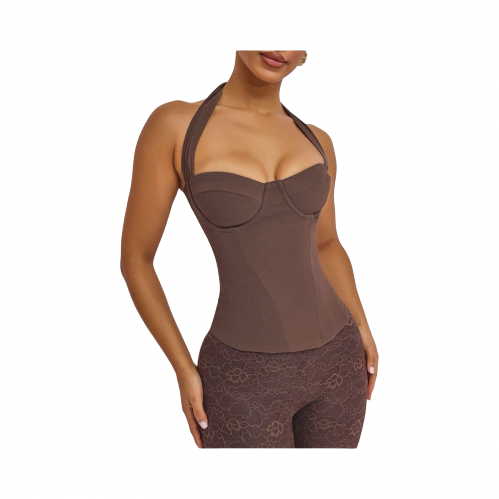 MARS THE LABEL BROWN ZADIE CORSET TOP