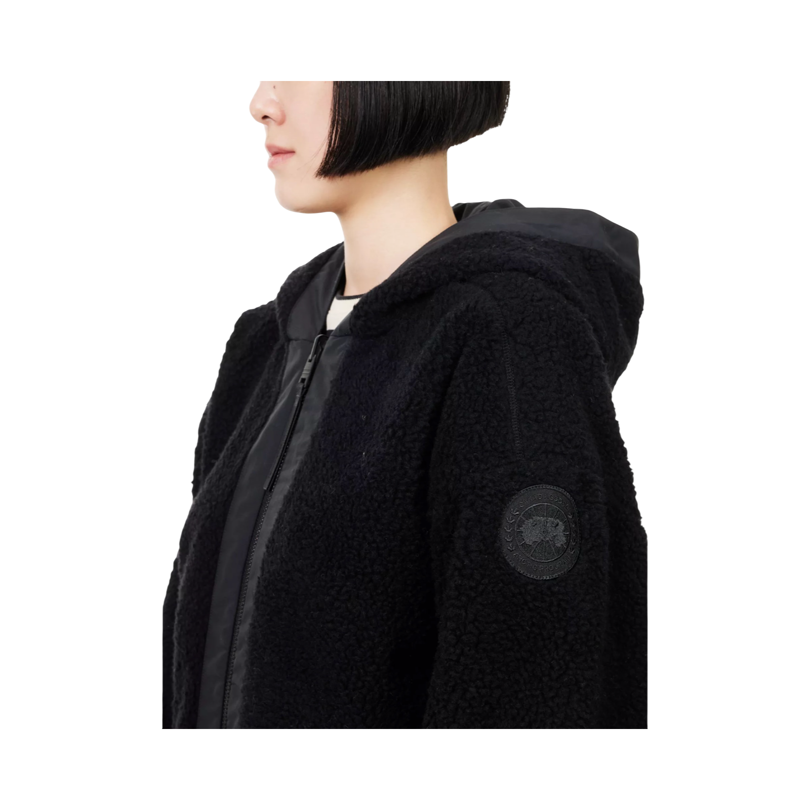 CANADA GOOSE ALBERNI REVERSIBLE FLEECE BOMBER JACKET BLACK