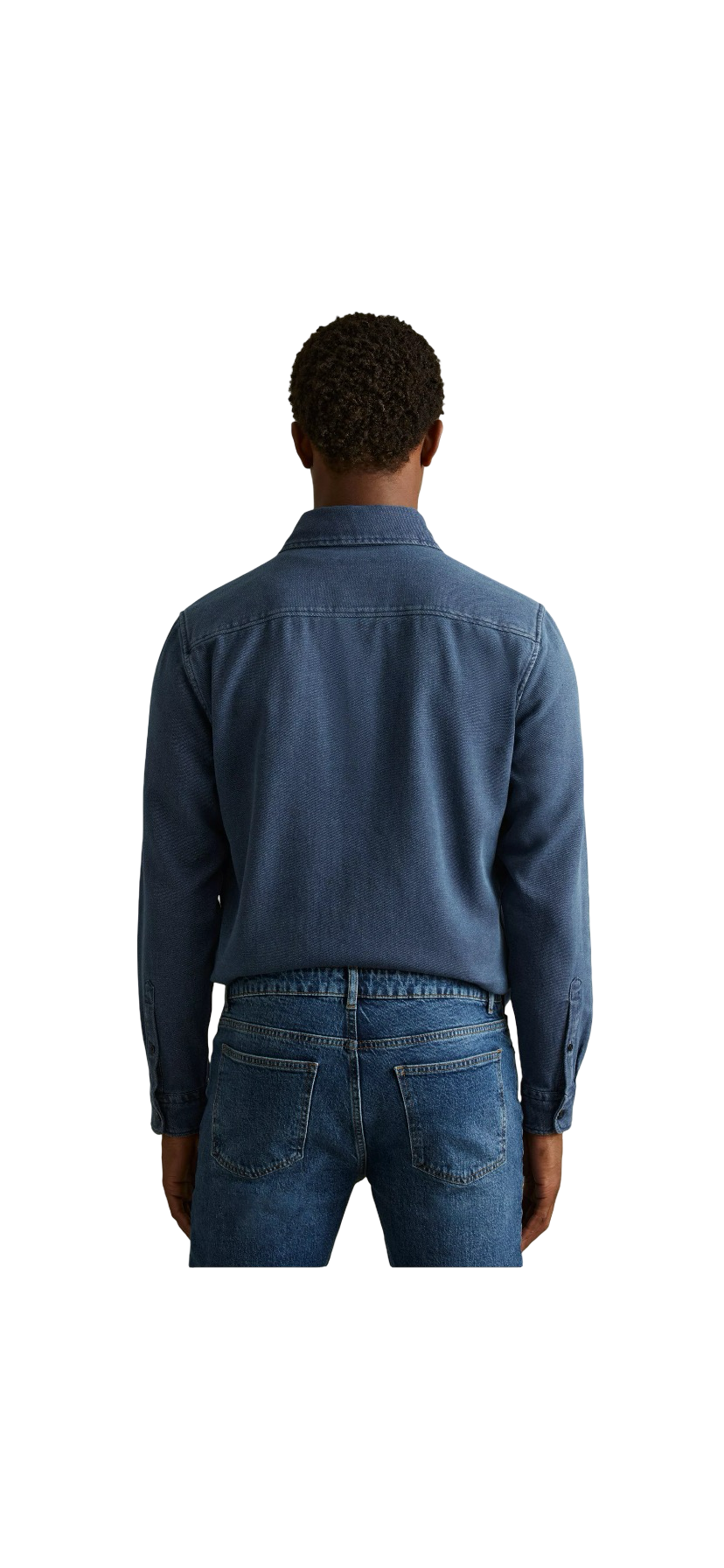REISS MCLLROY TEXTURED DENIM OVERSHIRT INDIGO BLUE