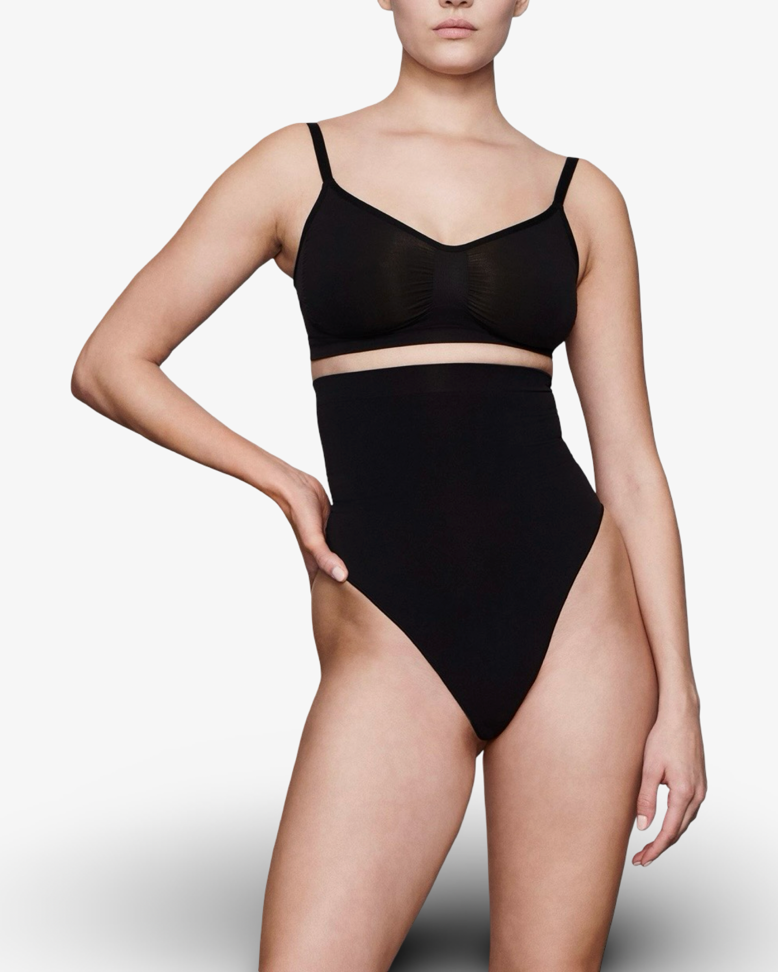 SKIMS SEAMLESS SCULPT HIGH WAISTED THONG - ONYX