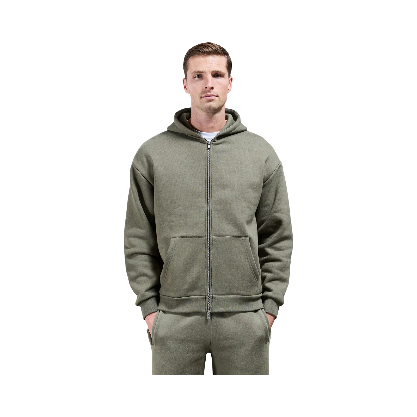 ARNE RELAXED ZIP THROUGH HOODIE SAGE