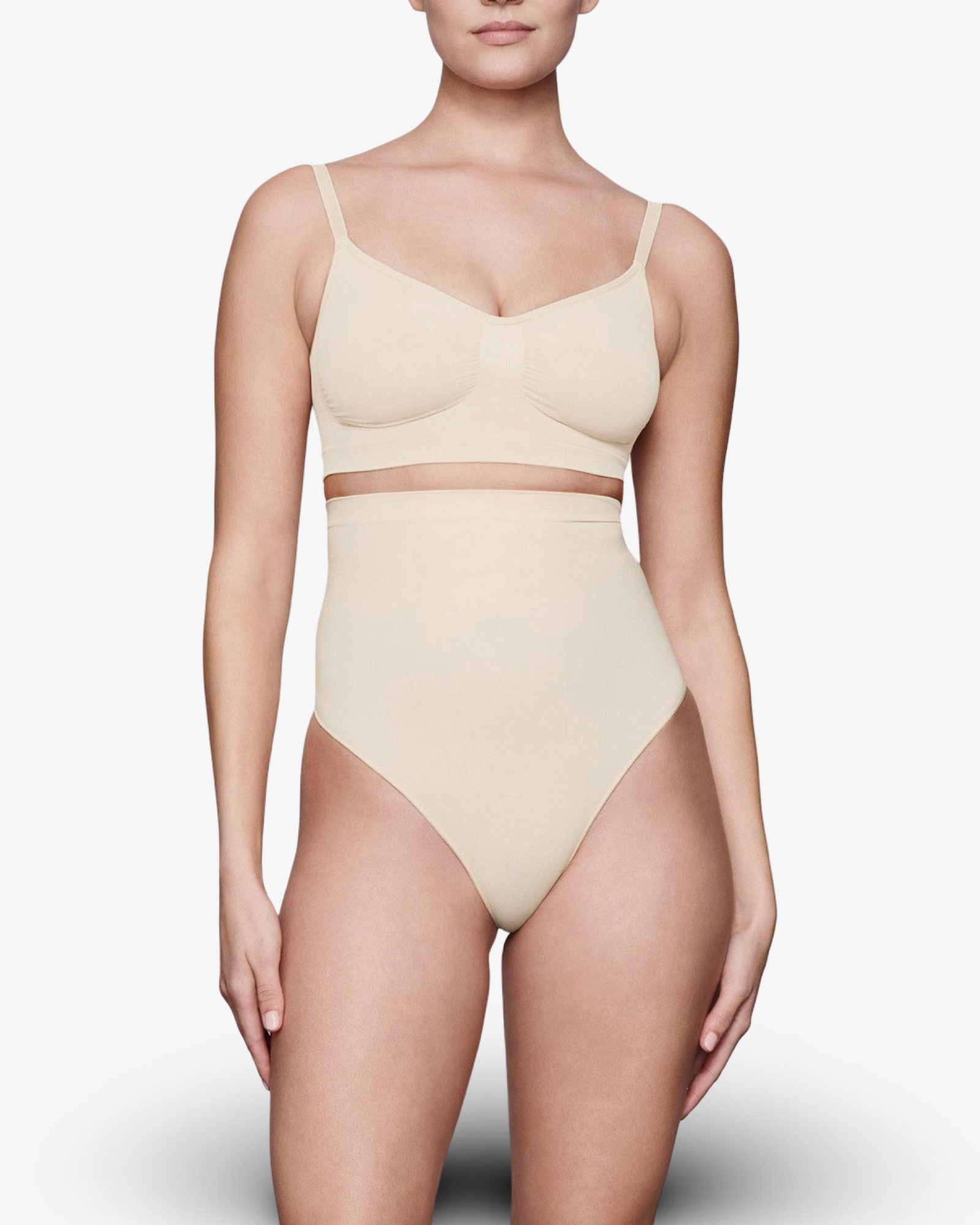 SKIMS SEAMLESS SCULPT HIGH WAISTED THONG - SAND