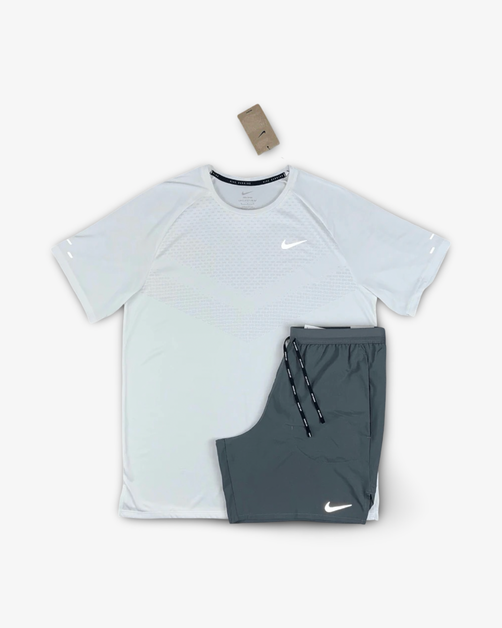 NIKE STRIDE SHORTS SET 'WHITE/GREY'