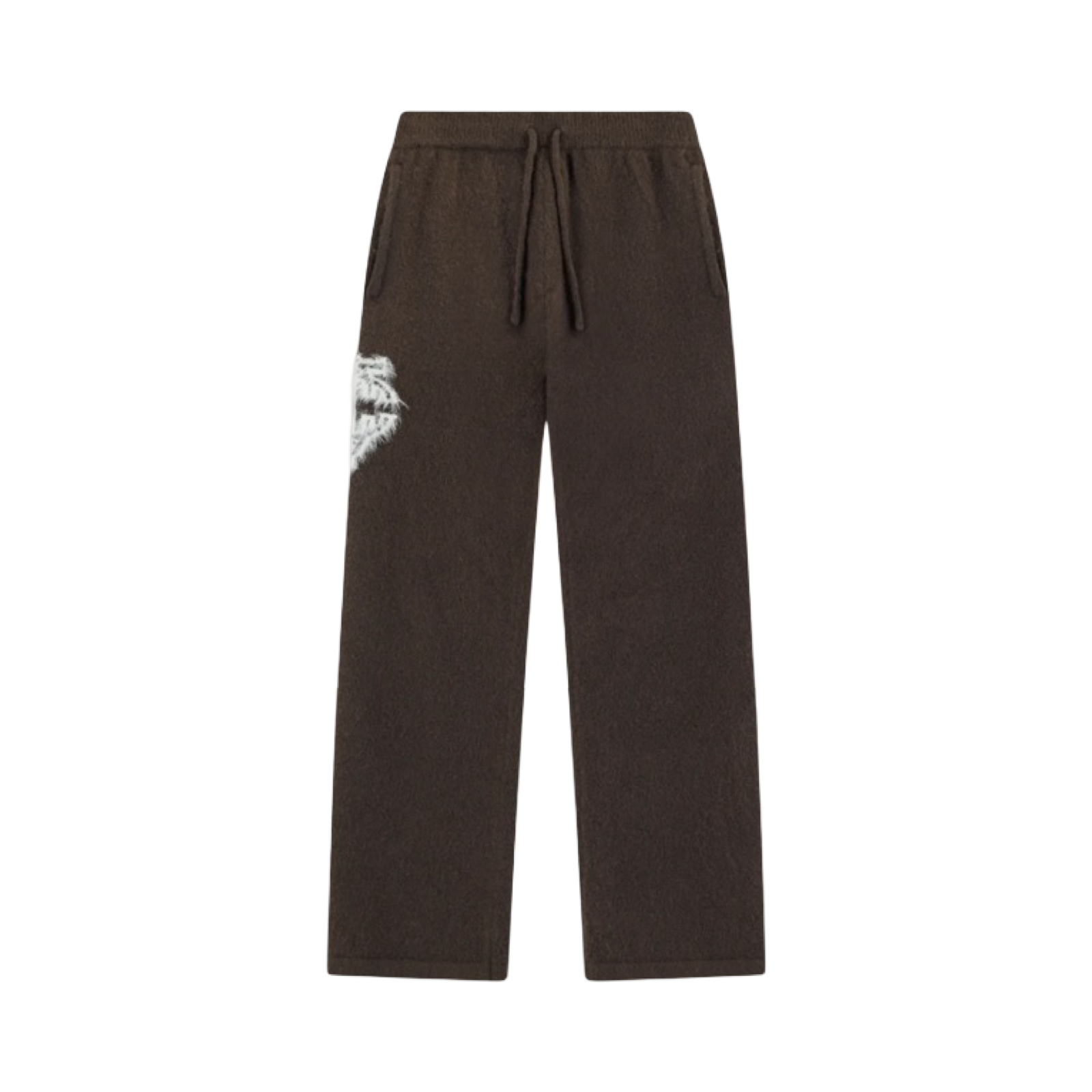 THE COUTURE CLUB MONOGRAM FLUFFY KNIT JOGGERS BROWN