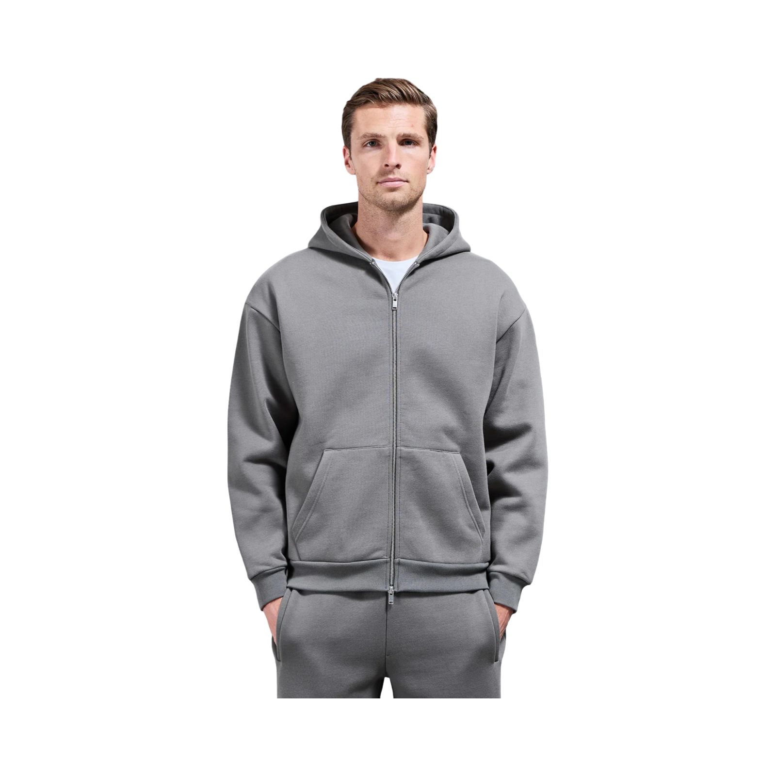 ARNE RELAXED ZIP THROUGH HOODIE GREY