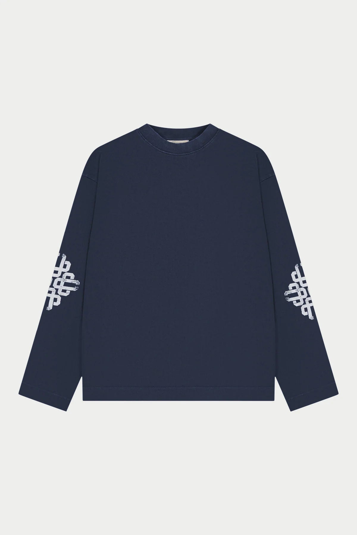 THE COUTURE CLUB WASHED EMBLEM PRINT LONG SLEEVE T-SHIRT - NAVY