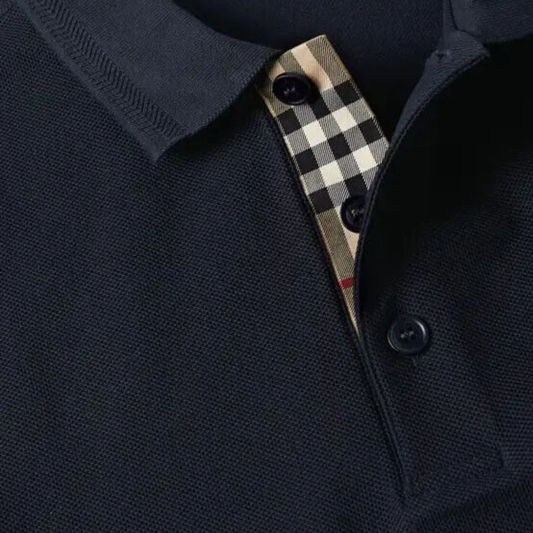 BURBERRY BRANDED CIRCLE LOGO BLUE POLO SHIRT - NAVY