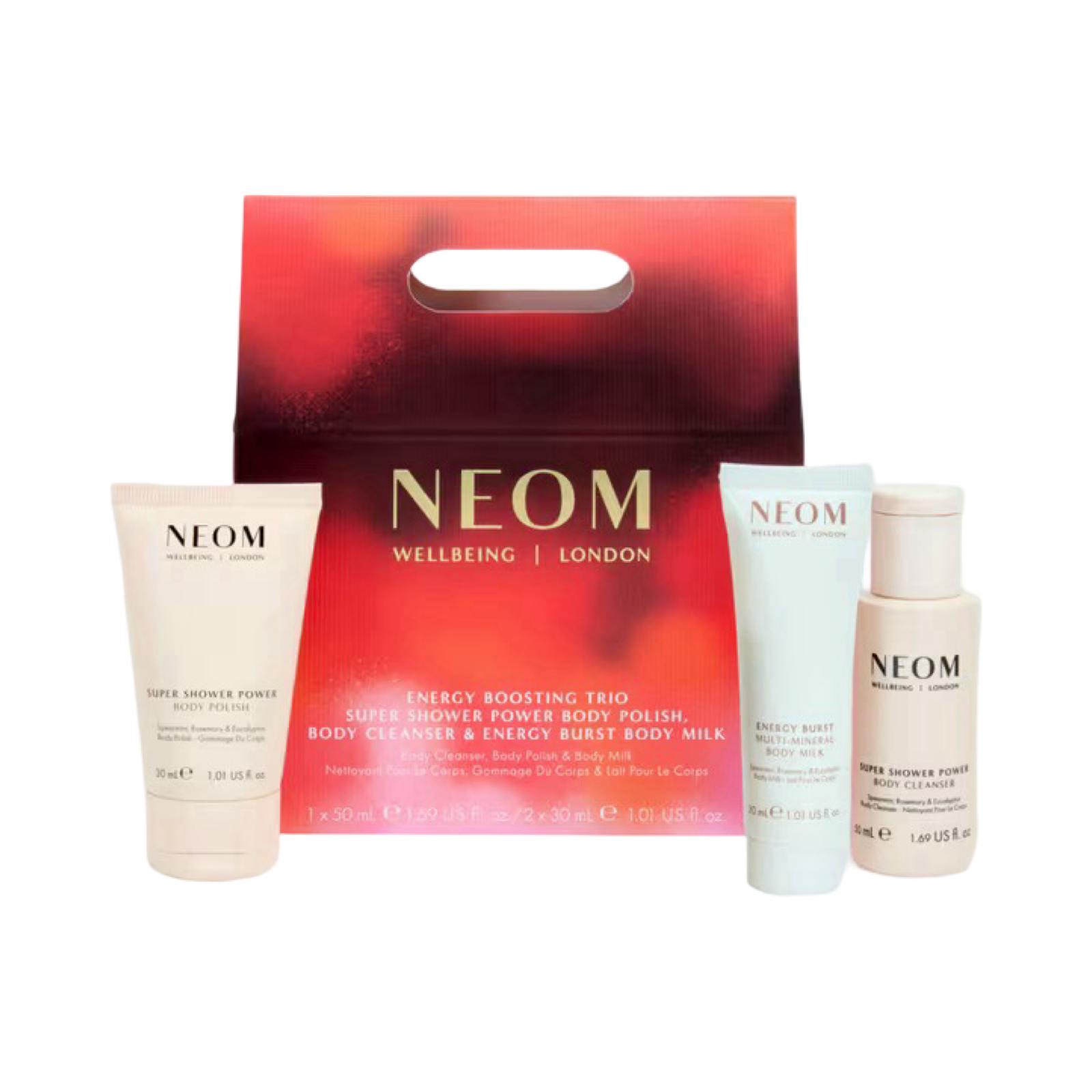 NEOM WELLBEING LONDON ENERGY BOOSTING TRIO BODYCARE GIFT SET