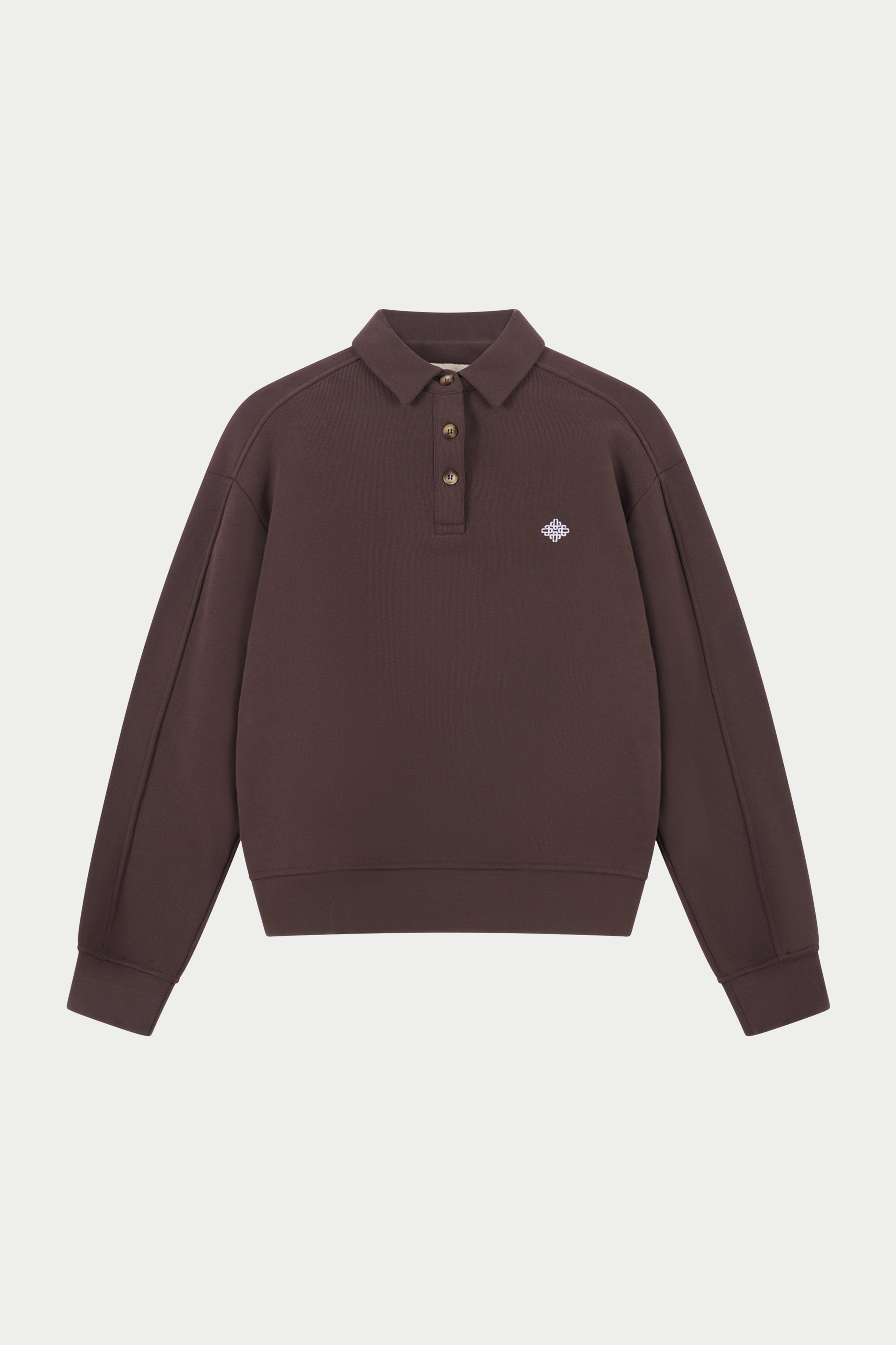 EMBLEM EMBROIDERED RUGBY POLO - CHOCOLATE