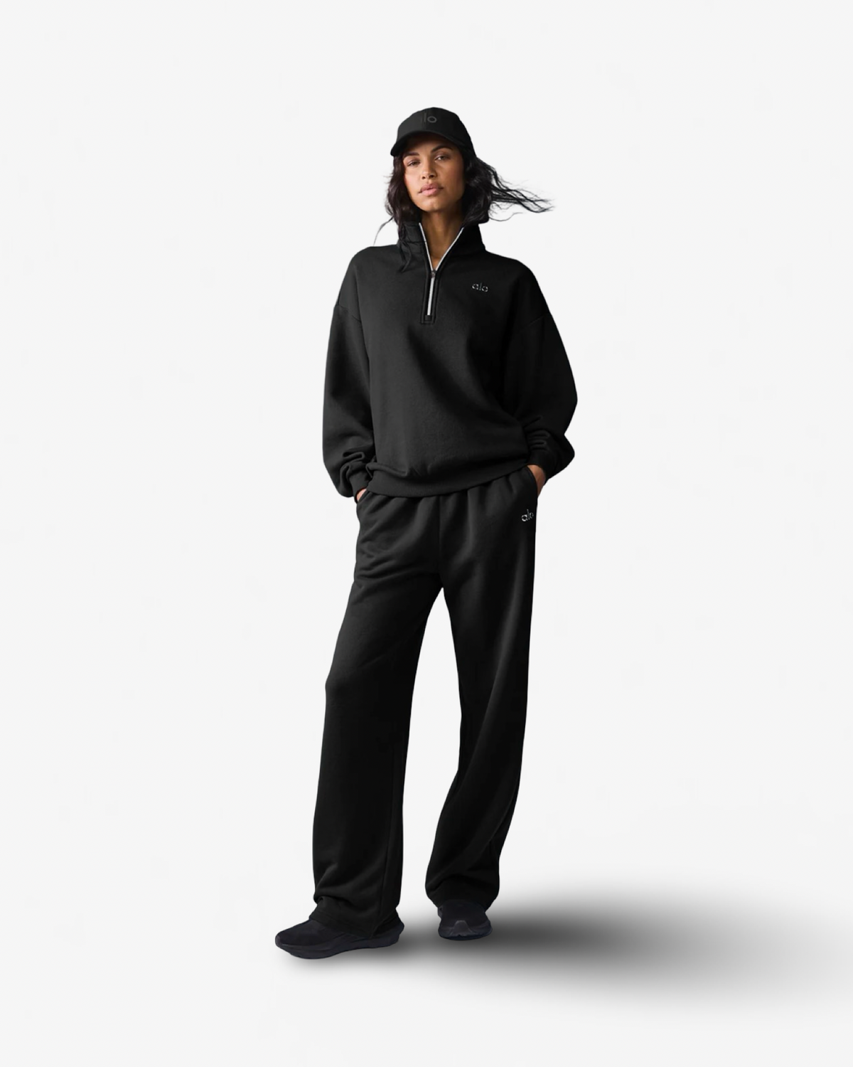 Alo Accolade 1/4 zip pullover & joggers black