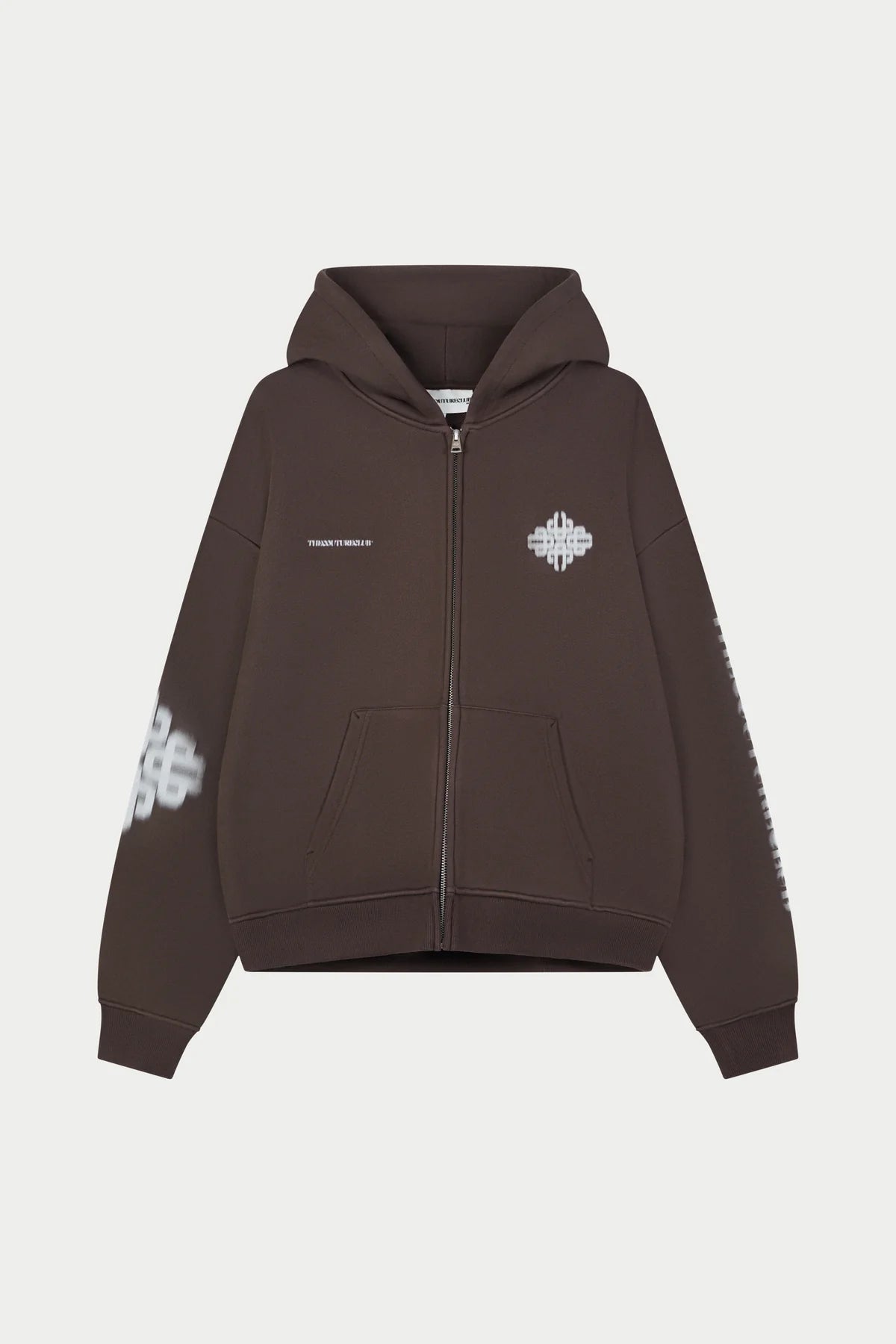 THE COUTURE CLUB MOTION BLURRED ZIP THROUGH HOODIE - BROWN