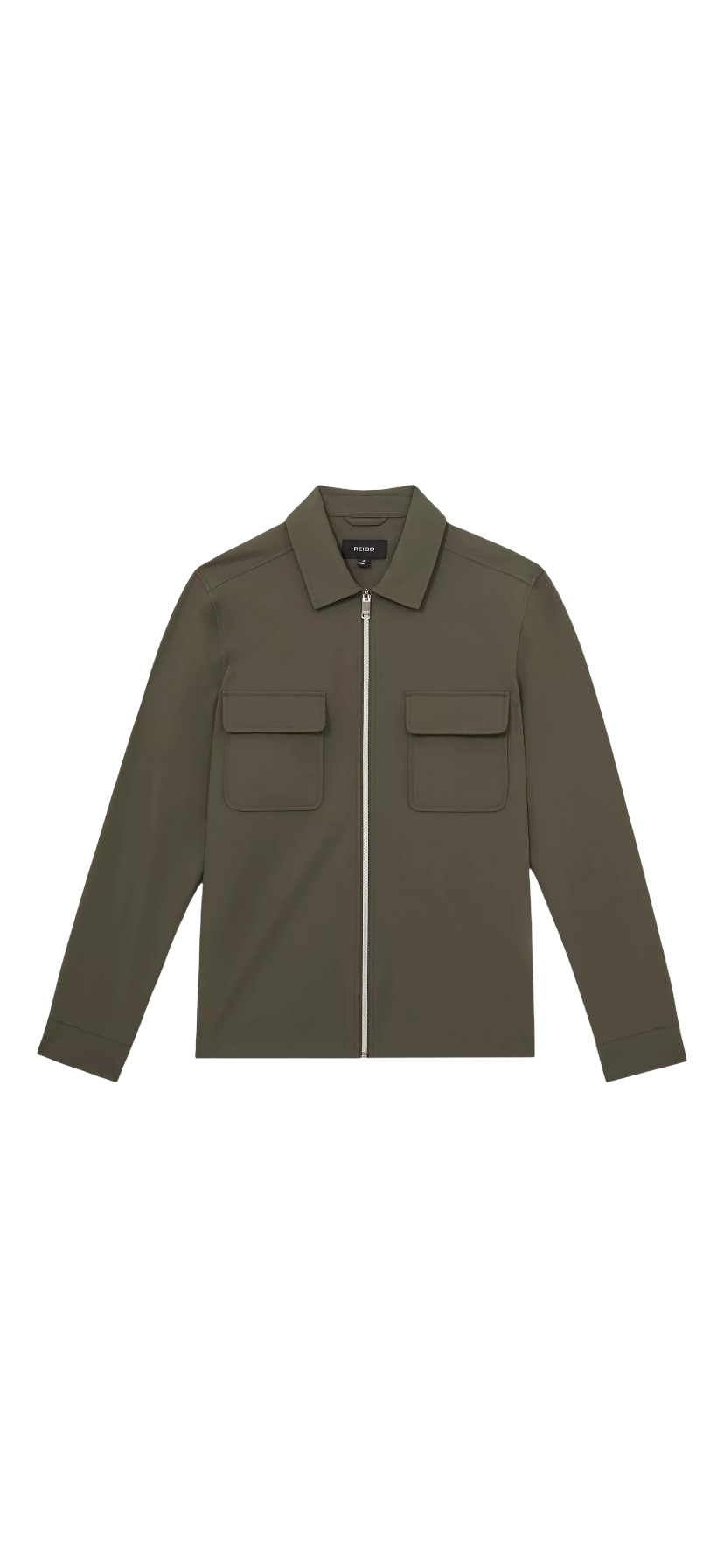 REISS TECHNICAL ZIP THROUGH OVERSHIRT DARK GREEN