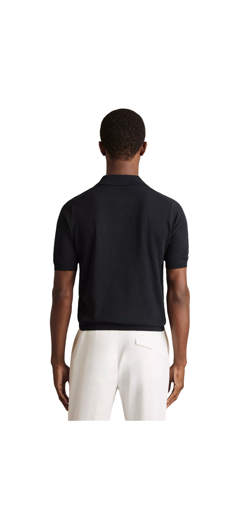 REISS NELSON KNITTED POLO SHIRT NAVY