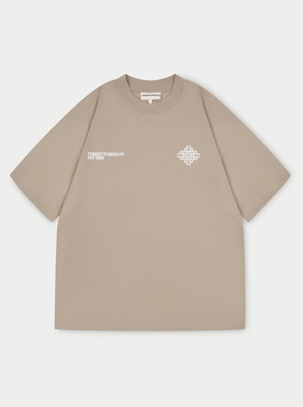 THE COUTURE CLUB BLURRED GRAPHIC EMBLEM T-SHIRT - COFFEE