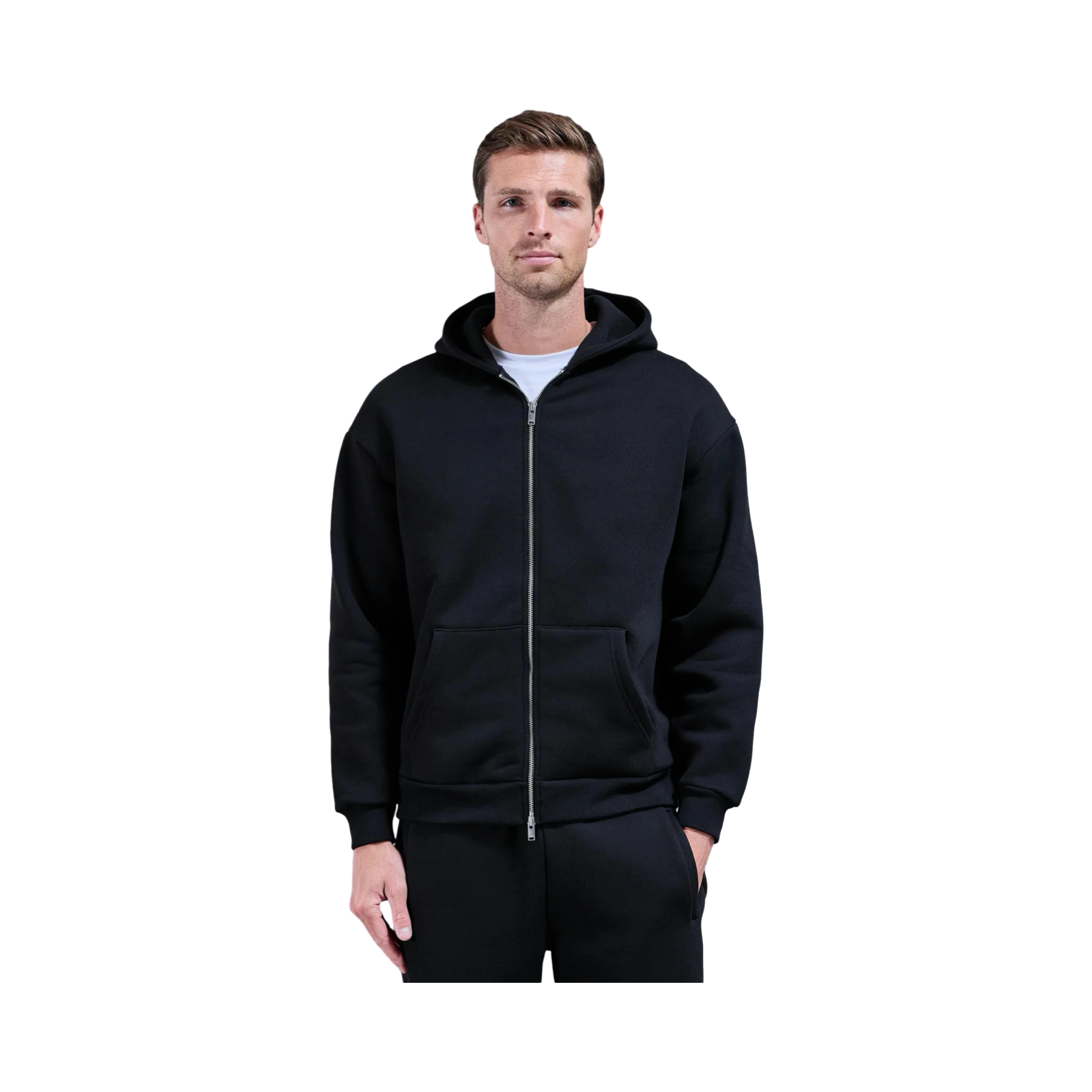 ARNE RELAXED ZIP THROUGH HOODIE BLACK