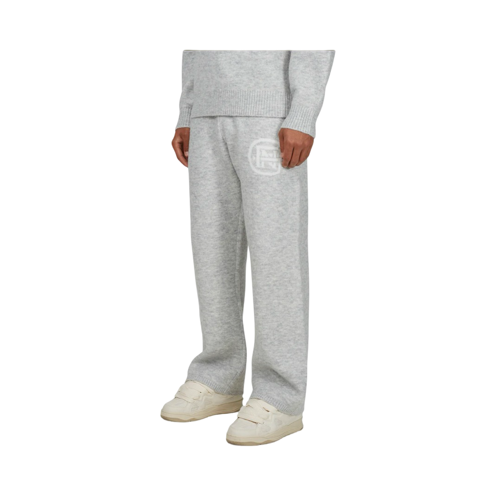 GFN MONOGRAM FLUFFY KNIT GREY MARL PANTS