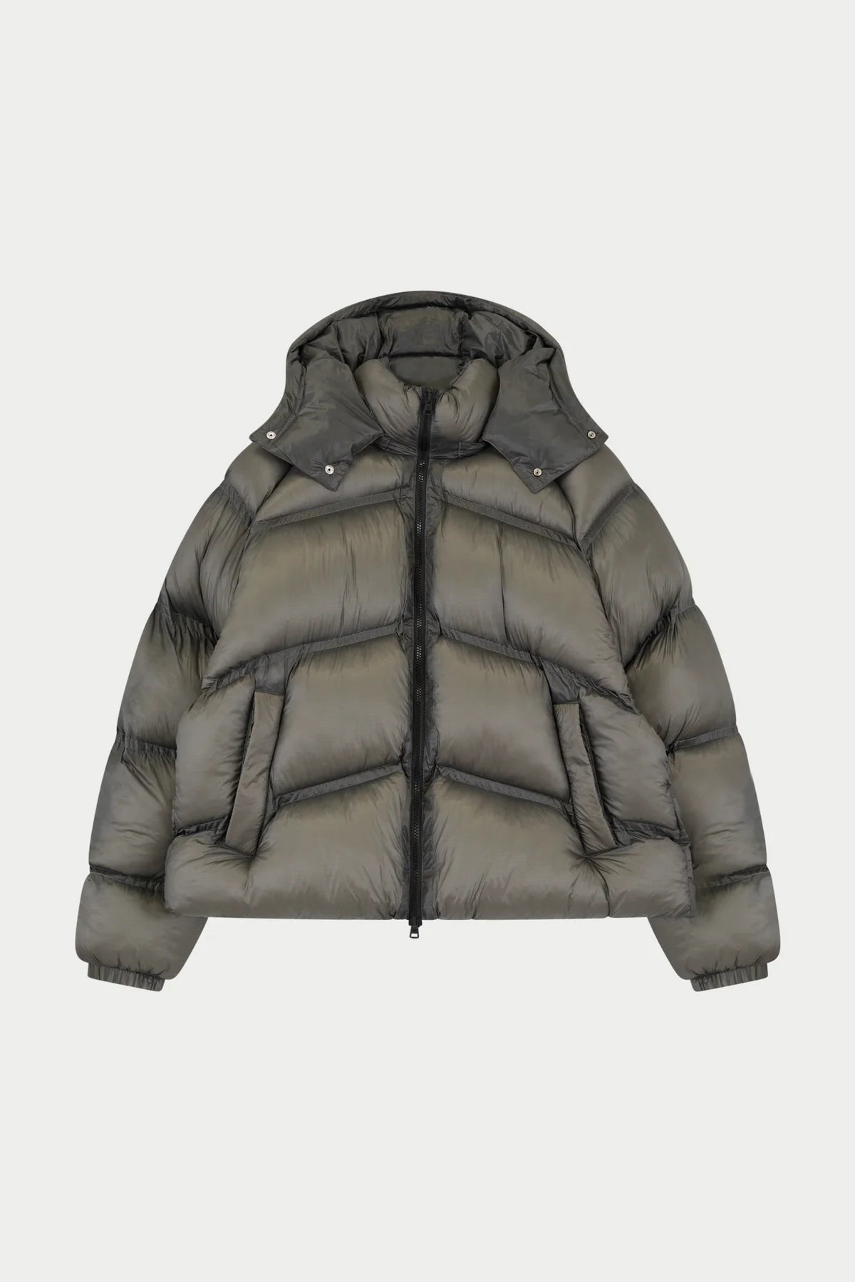 THE COUTURE CLUB TRANSLUCENT HOODED PUFFER - KHAKI