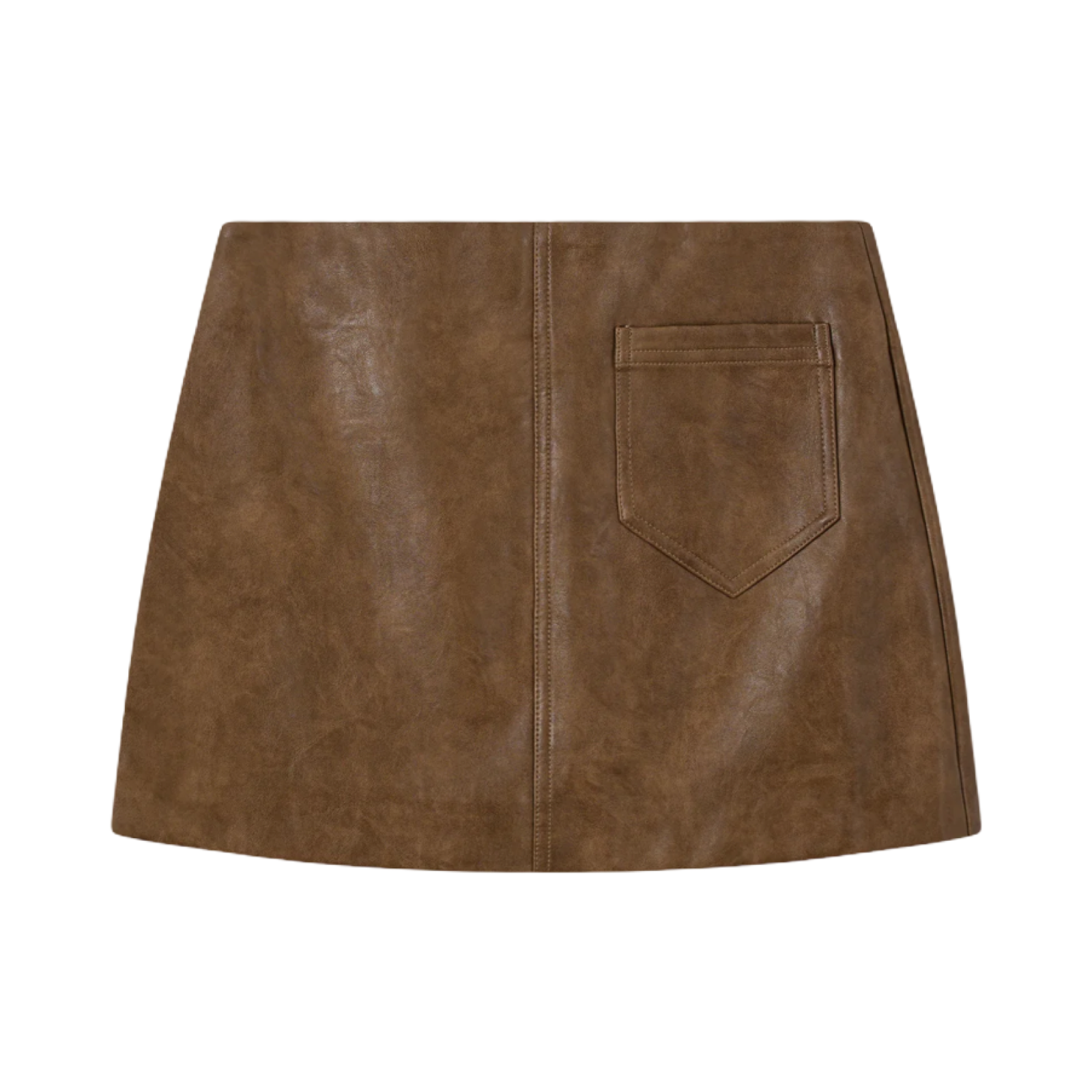 THE COUTURE CLUB FAUX LEATHER MINI SKIRT WASHED BROWN