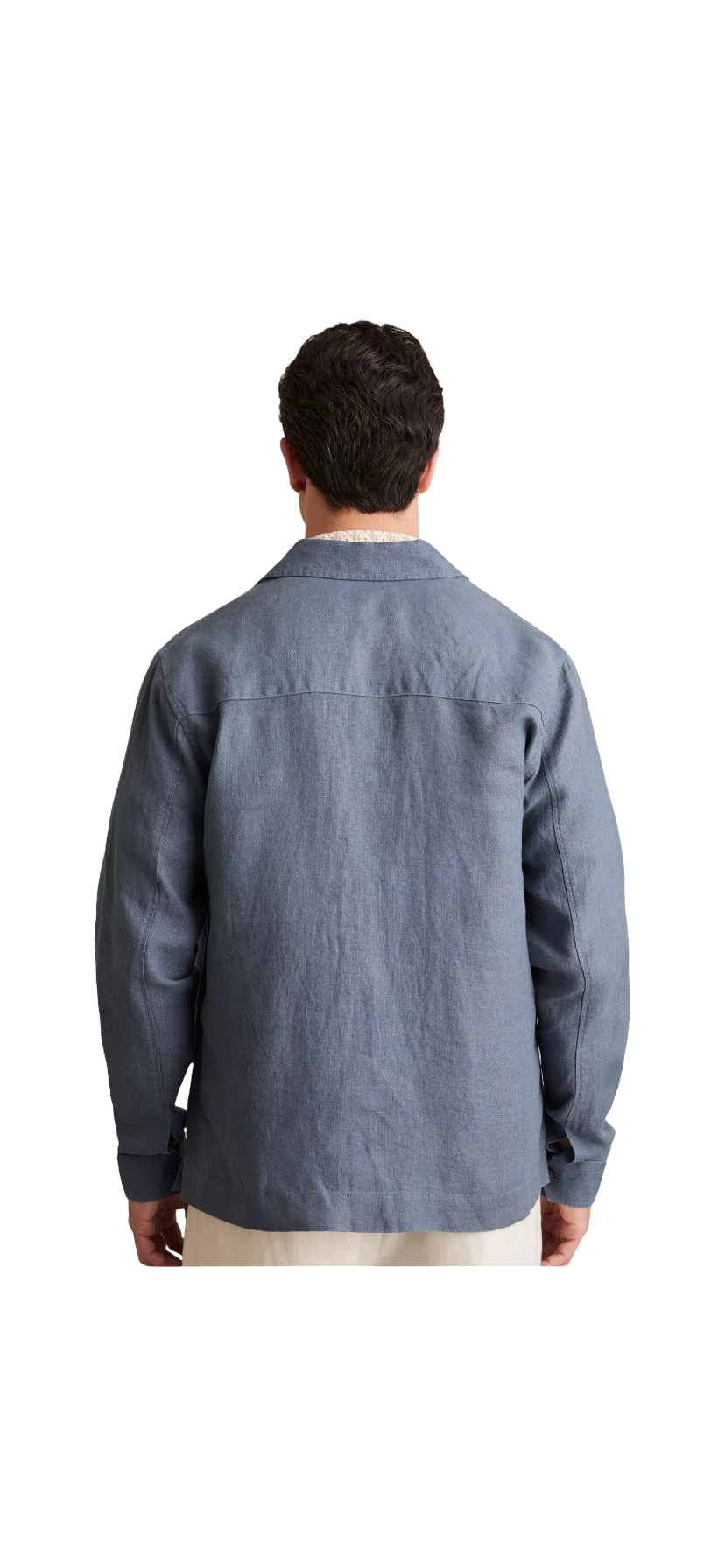 REISS EZE LINEN OVERSHIRT AIRFORCE BLUE