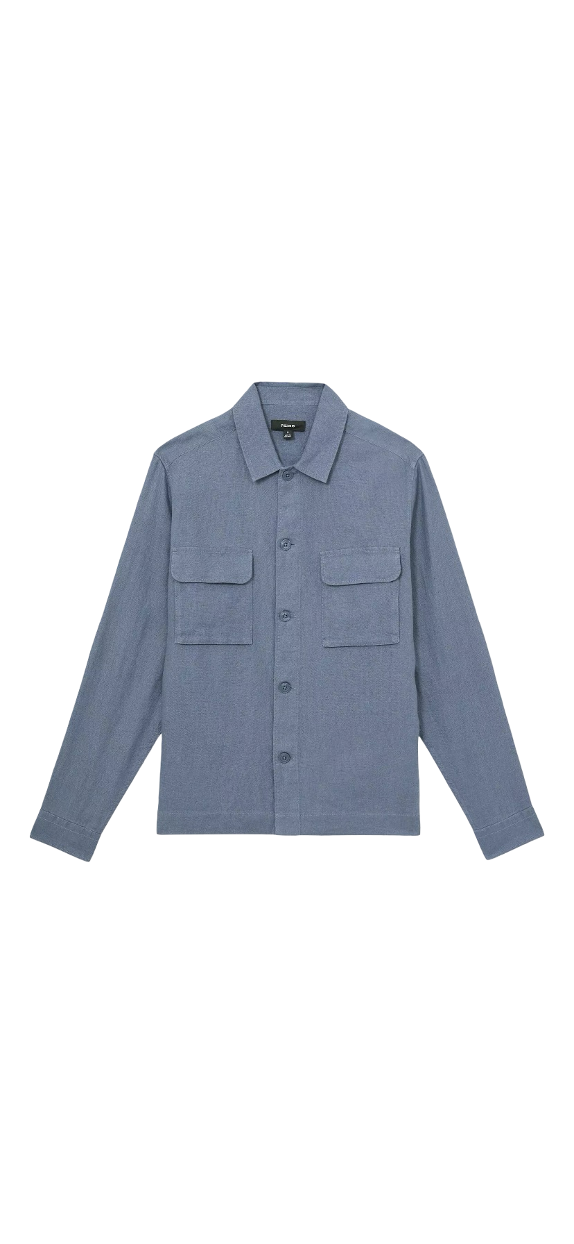 REISS EZE LINEN OVERSHIRT AIRFORCE BLUE