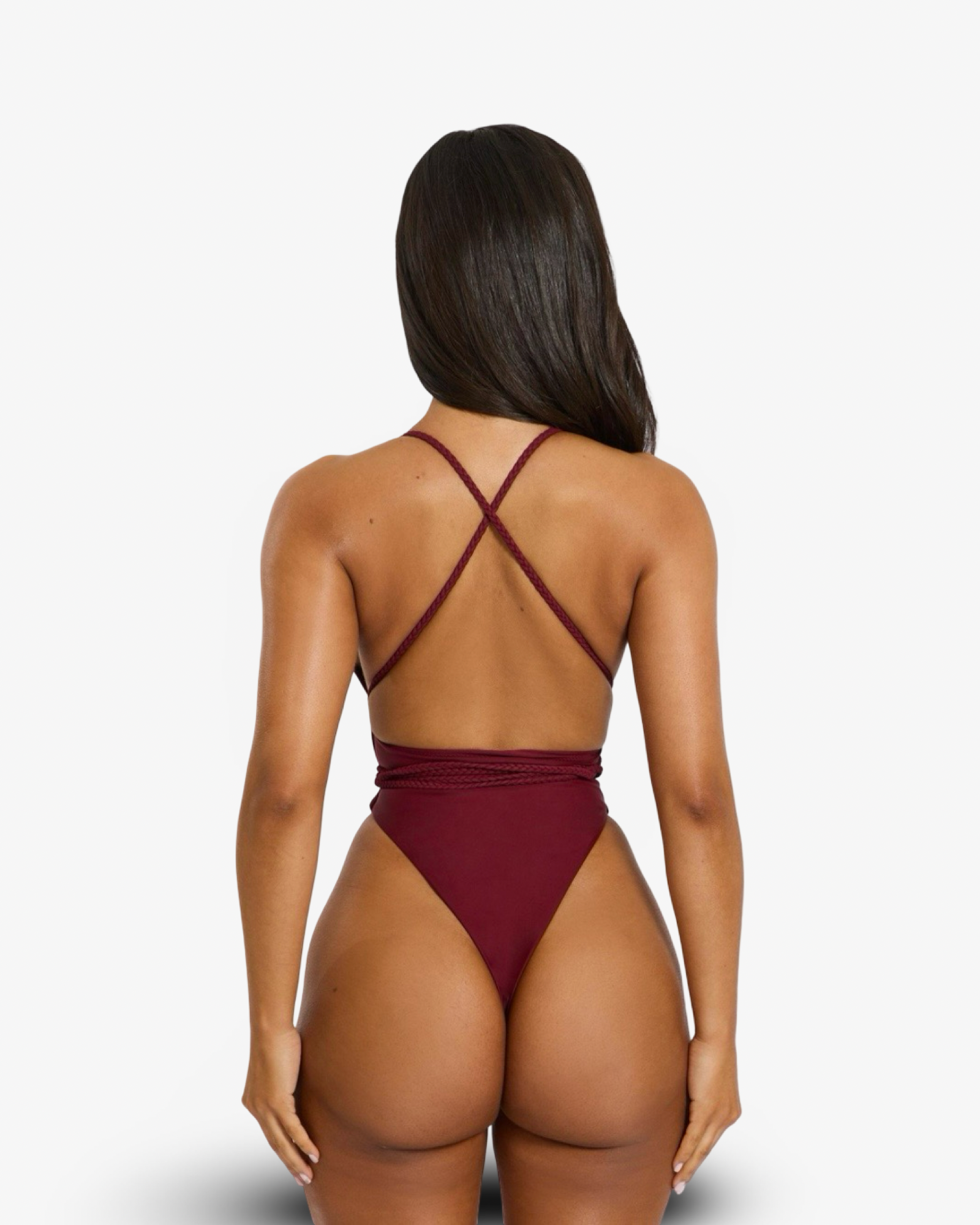 MARS THE LABEL FISHTAIL SWIM PLUNGE SWIMSUIT - WINE