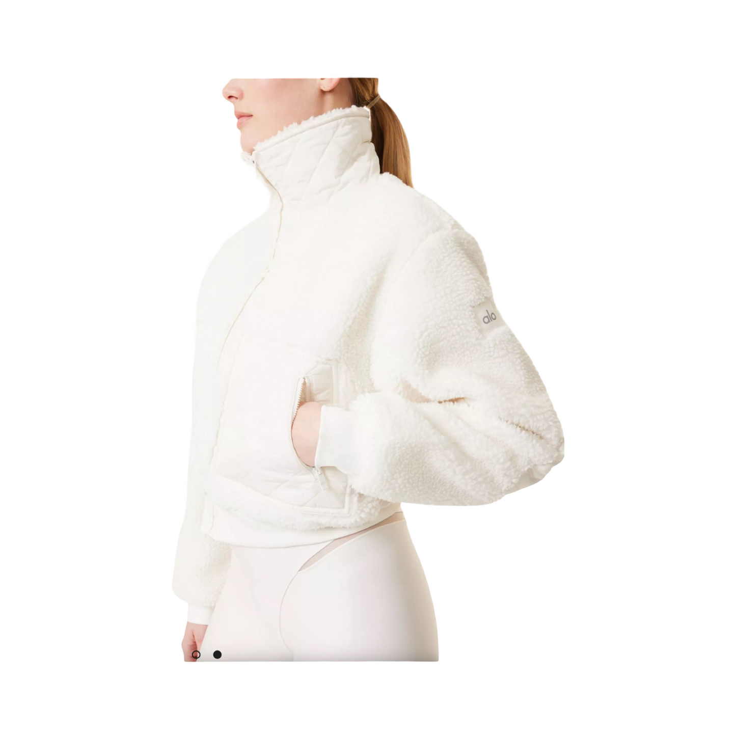 ALO YOGA EDGE BOMBER FAUX-SHERPA JACKET
