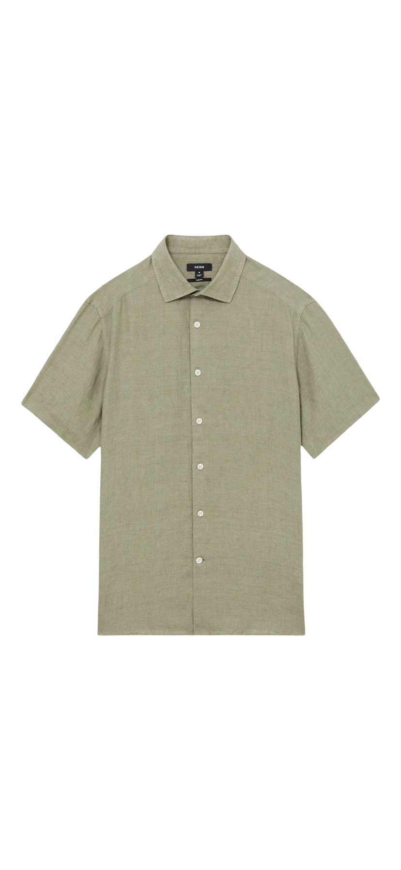 REISS HOLIDAY LINEN REGULAR FIT SHIRT THIME GREEN