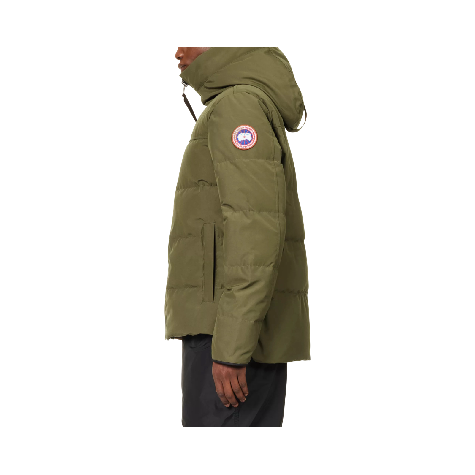 CANADA GOOSE MACMILLAN FUNNEL-NECK TWILL-DOWN PARKA JACKET MILITARY GREEN