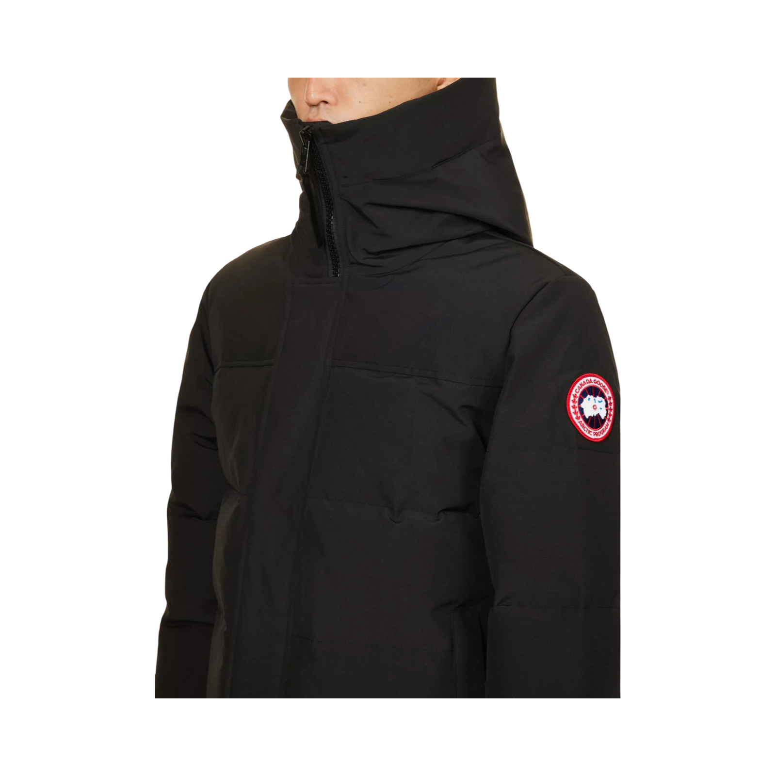 CANADA GOOSE MACMILLAN FUNNEL-NECK TWILL-DOWN PARKA JACKET BLACK