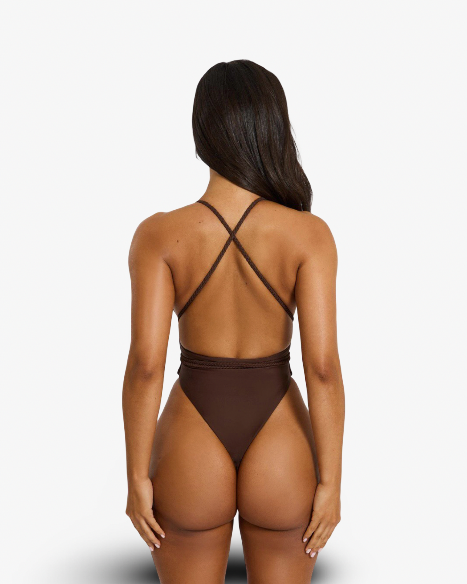 MARS THE LABEL FISHTAIL SWIM PLUNGE SWIMSUIT - CHOCOLATE