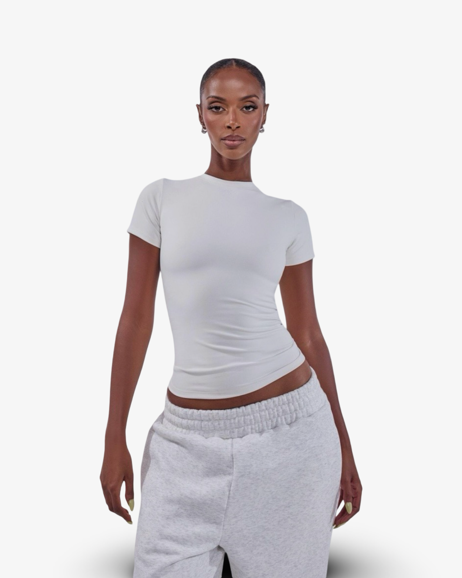 MARS THE LABEL SCULPT SHORT SLEEVE TOP - STONE