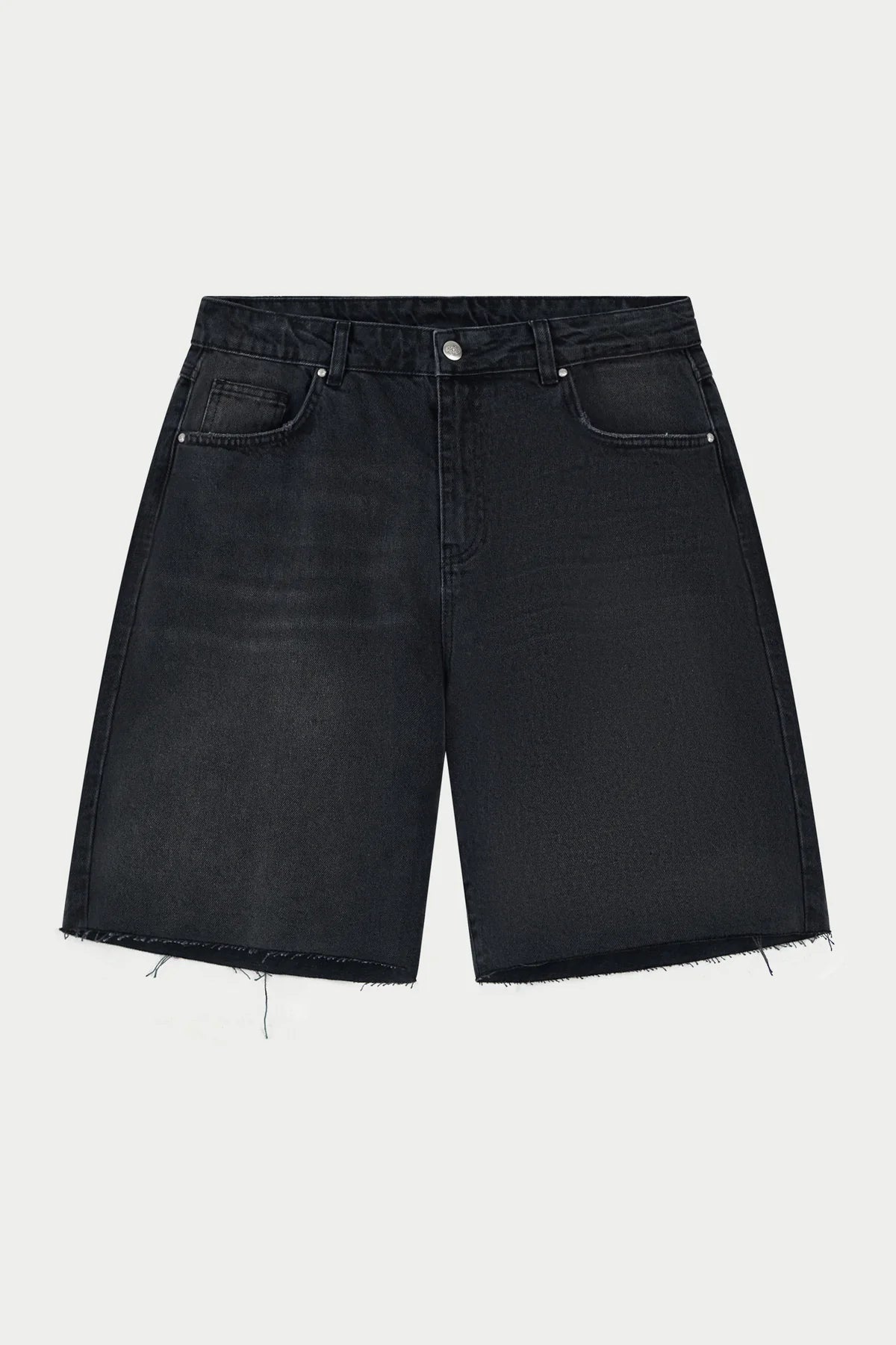 THE COUTURE CLUB DENIM RAW EDGE SHORT - BLACK