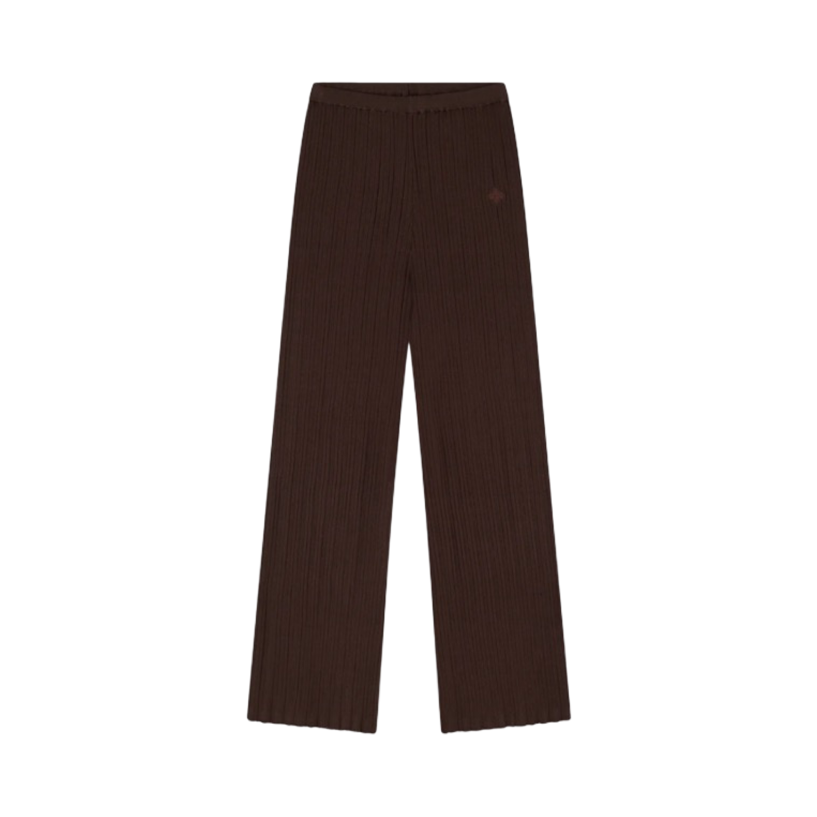 THE COUTURE CLUB RIBBED KNITTED TROUSERS CHOCOLATE