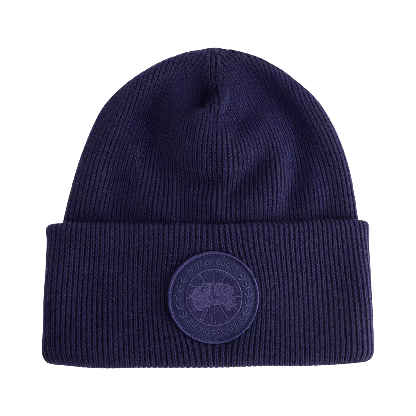 CANADA GOOSE ARCTIC TOQUE LOGO-PATCH WOOL BEANIE HAT NAVY