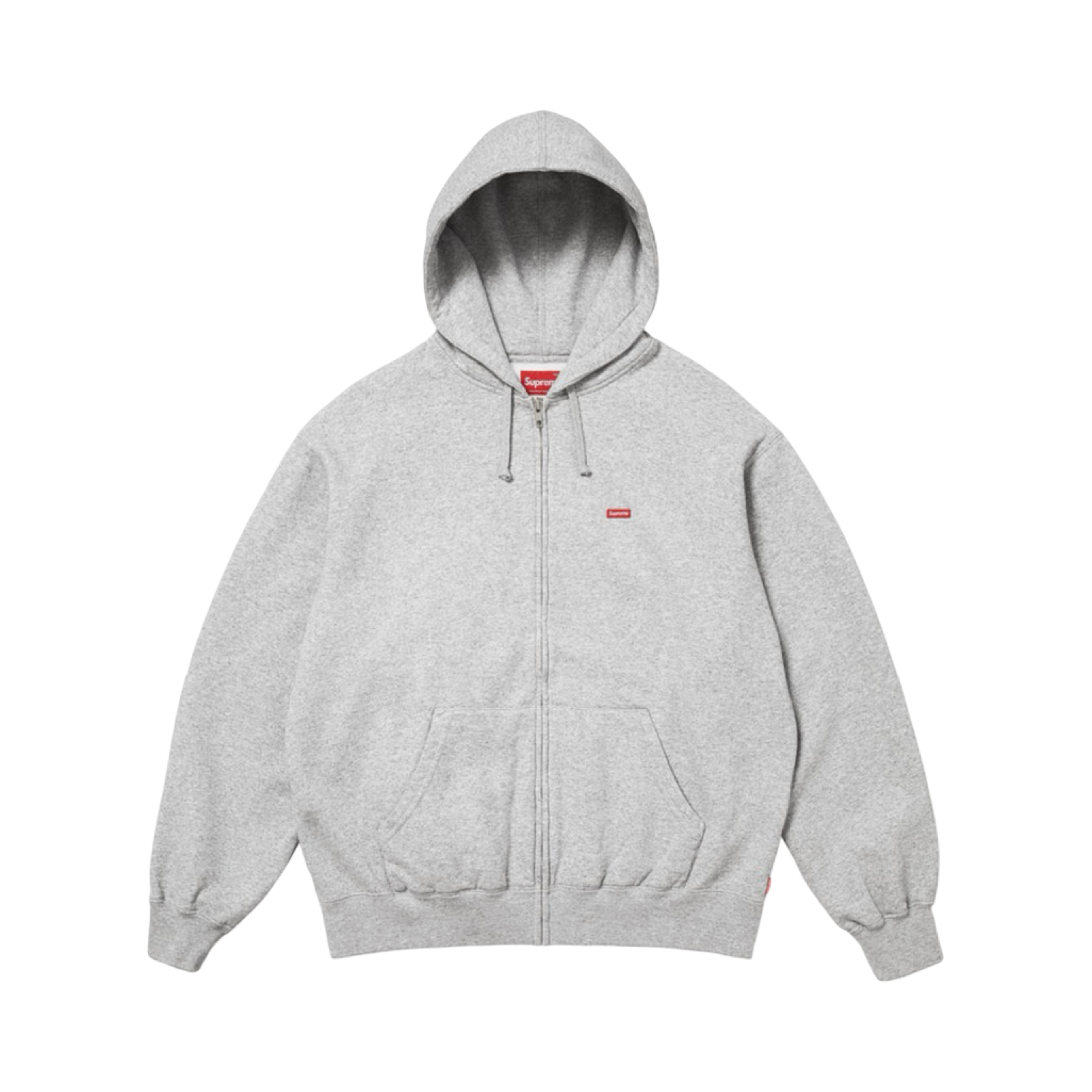 SUPREME SMALL BOX ZIP UP HOODED SWEATSHIRT - HEATHER GREY