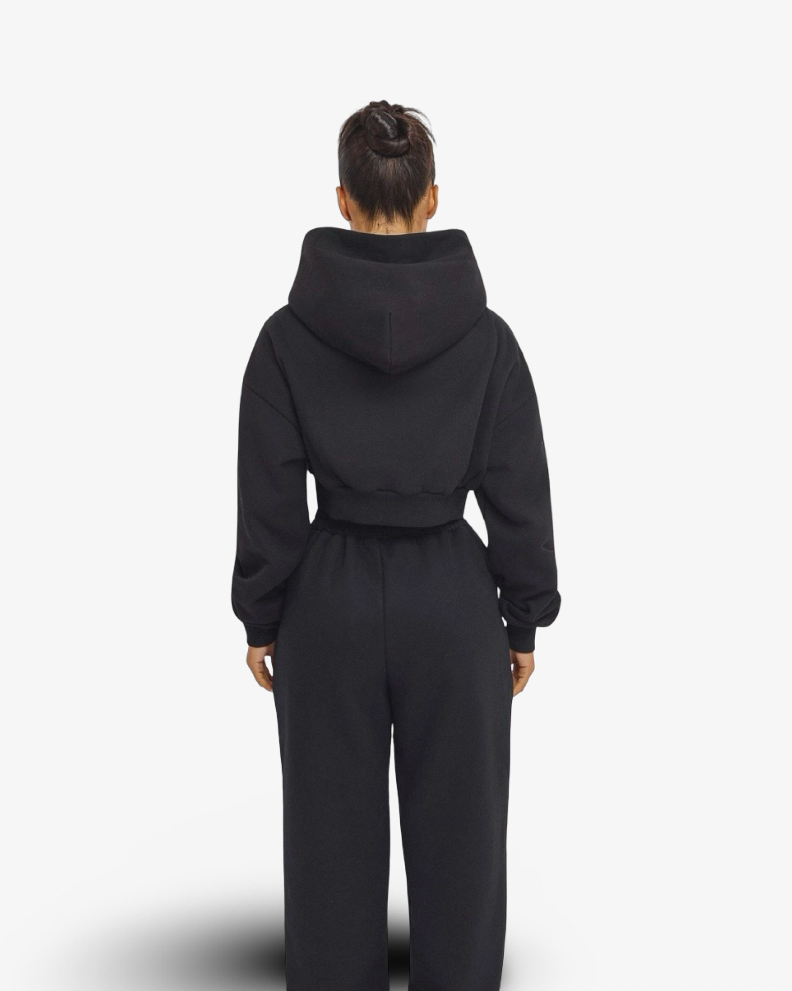 MARS THE LABEL CLASSIC CROPPED ZIP HOODIE - BLACK