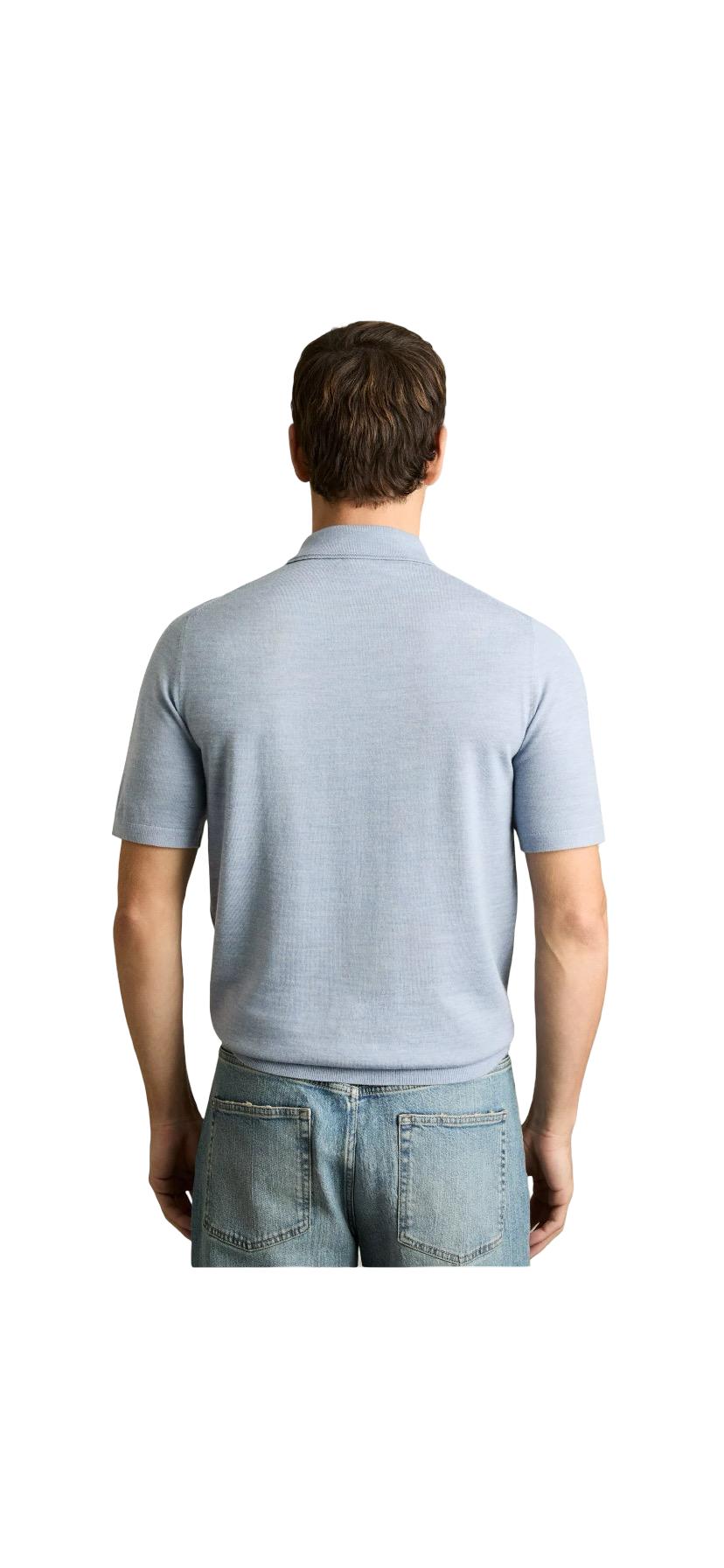REISS MANOR MERINO WOOL POLO SHIRT SOFT BLUE