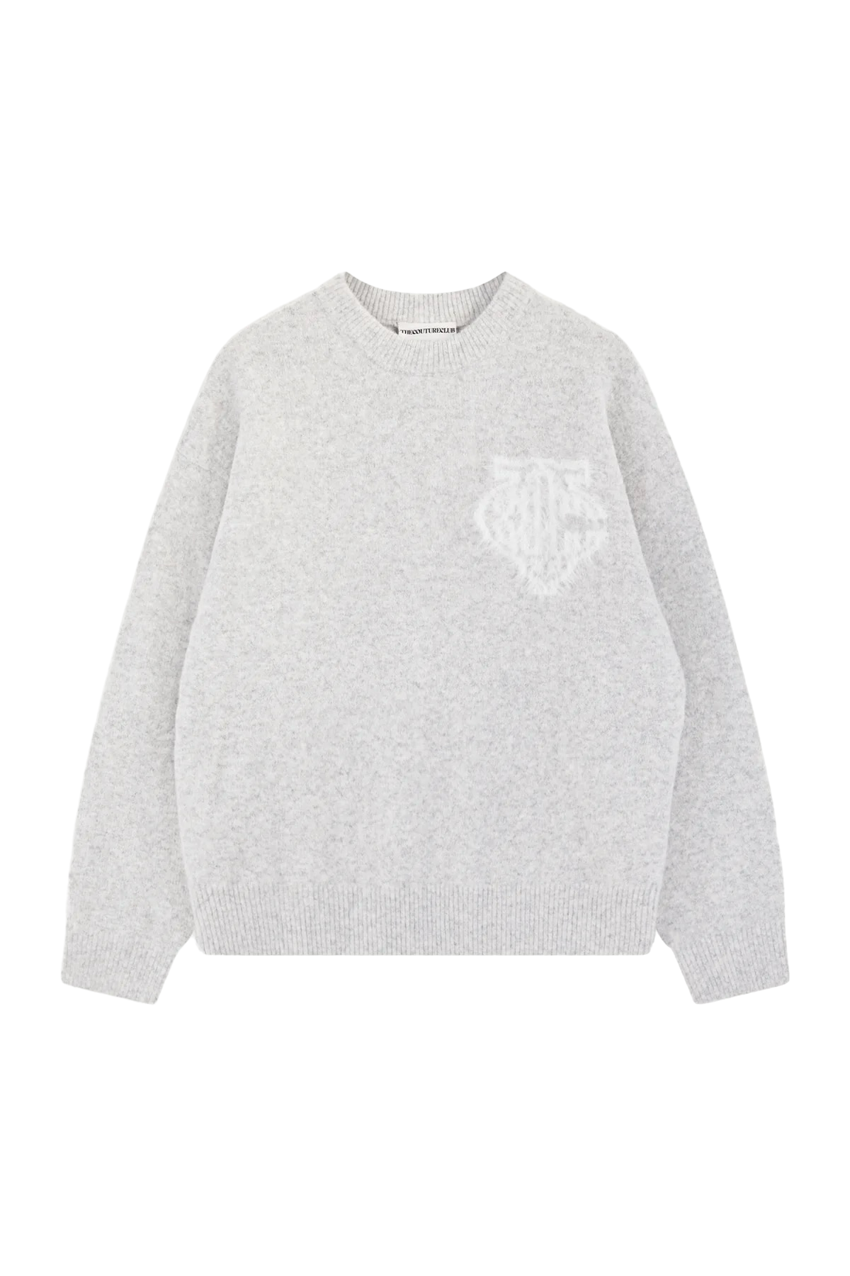 THE COUTURE CLUB MONOGRAM FLUFFY KNIT CREWNECK