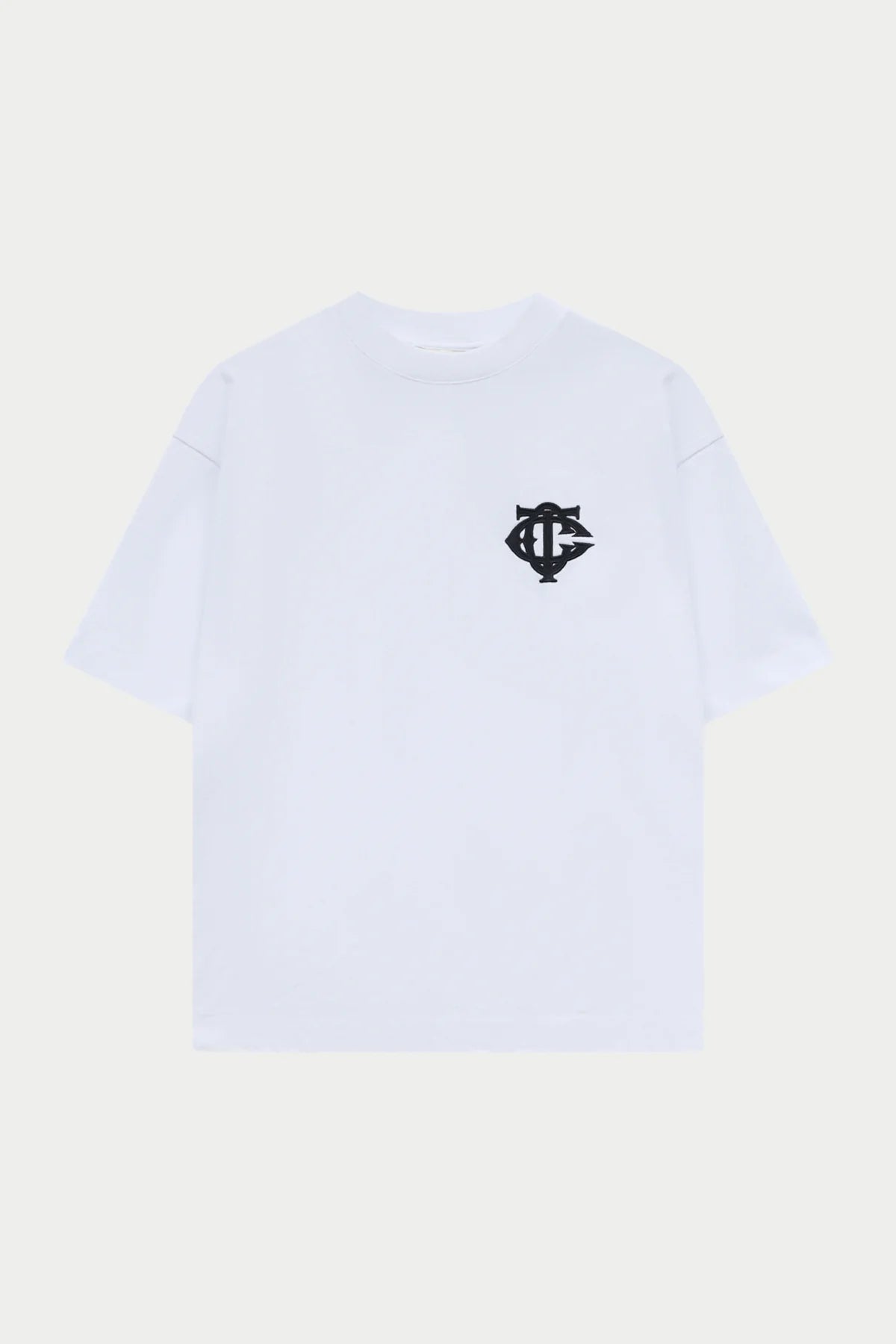 THE COUTURE CLUB APPLIQUE MONOGRAM EMBLEM T-SHIRT - WHITE/BLACK