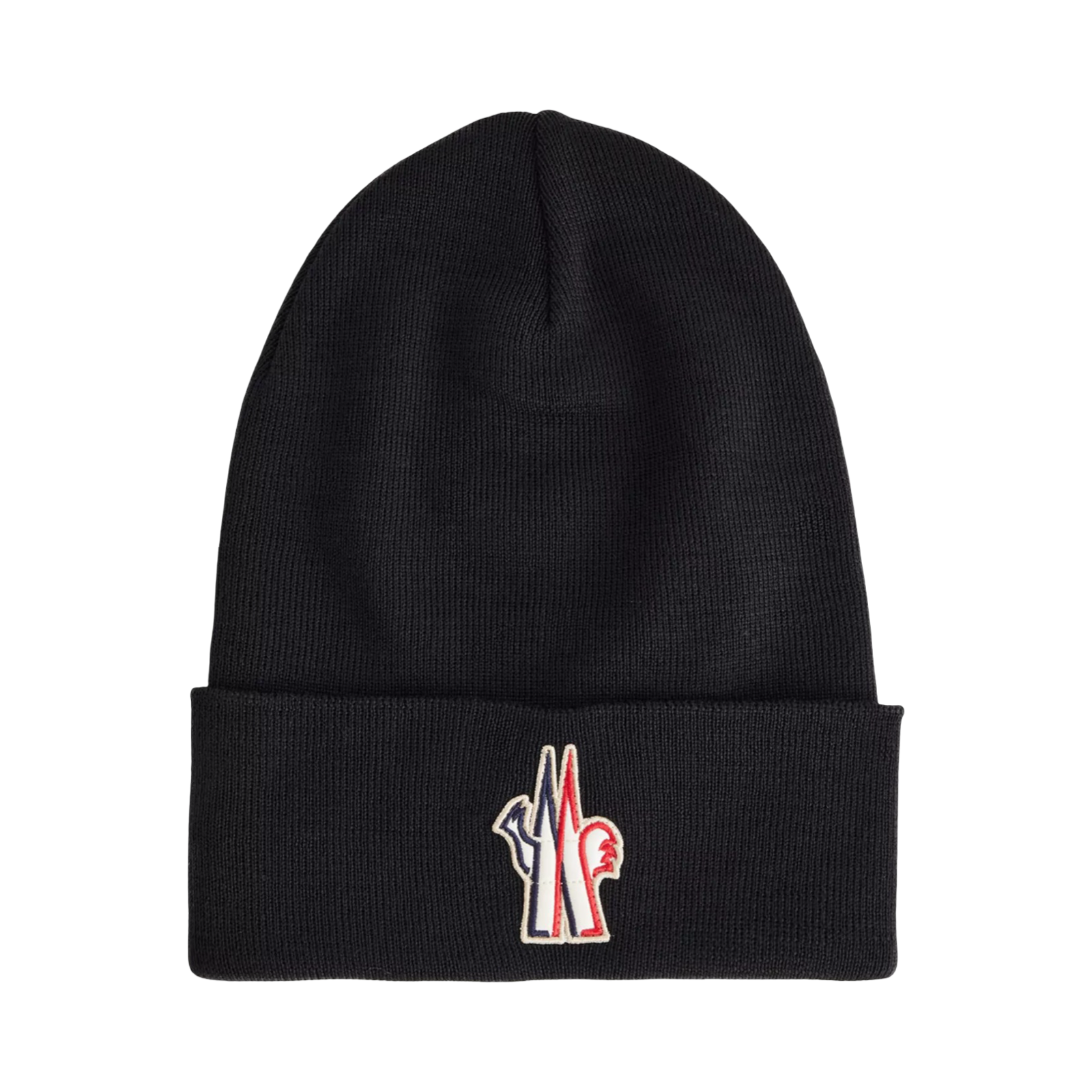 MONCLER LOGO-EMBROIDERED VIRGIN-WOOL BEANIE HAT BLACK