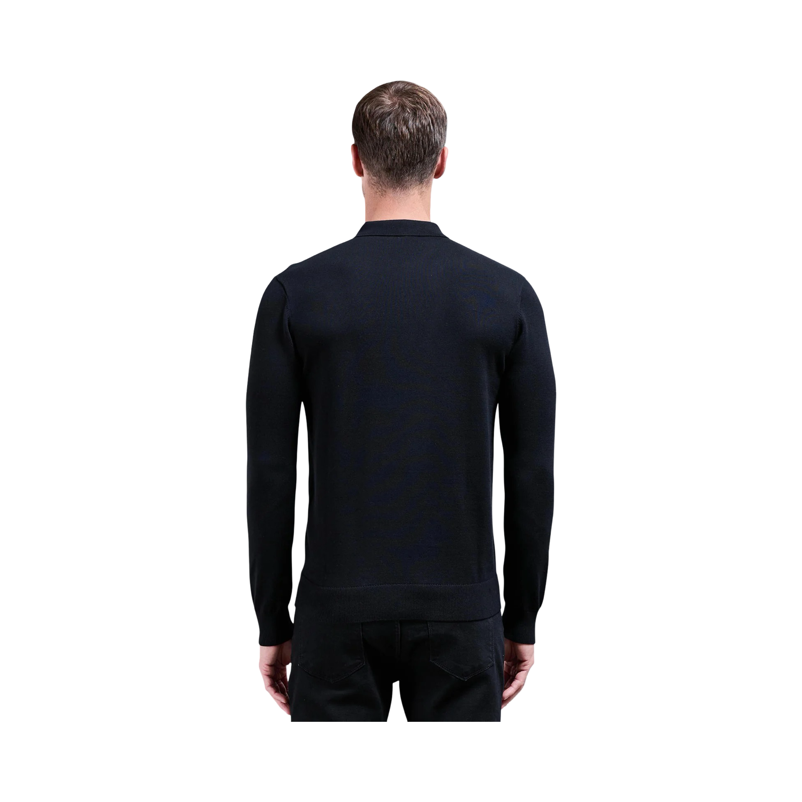 ARNE LONG SLEEVE HALF ZIP POLO SHIRT BLACK