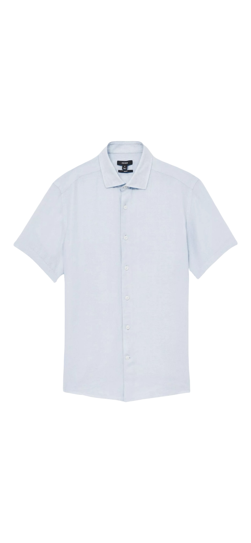 REISS HOLIDAY LINEN REGULAR FIT SHIRT THIME GREEN PALE BLUE
