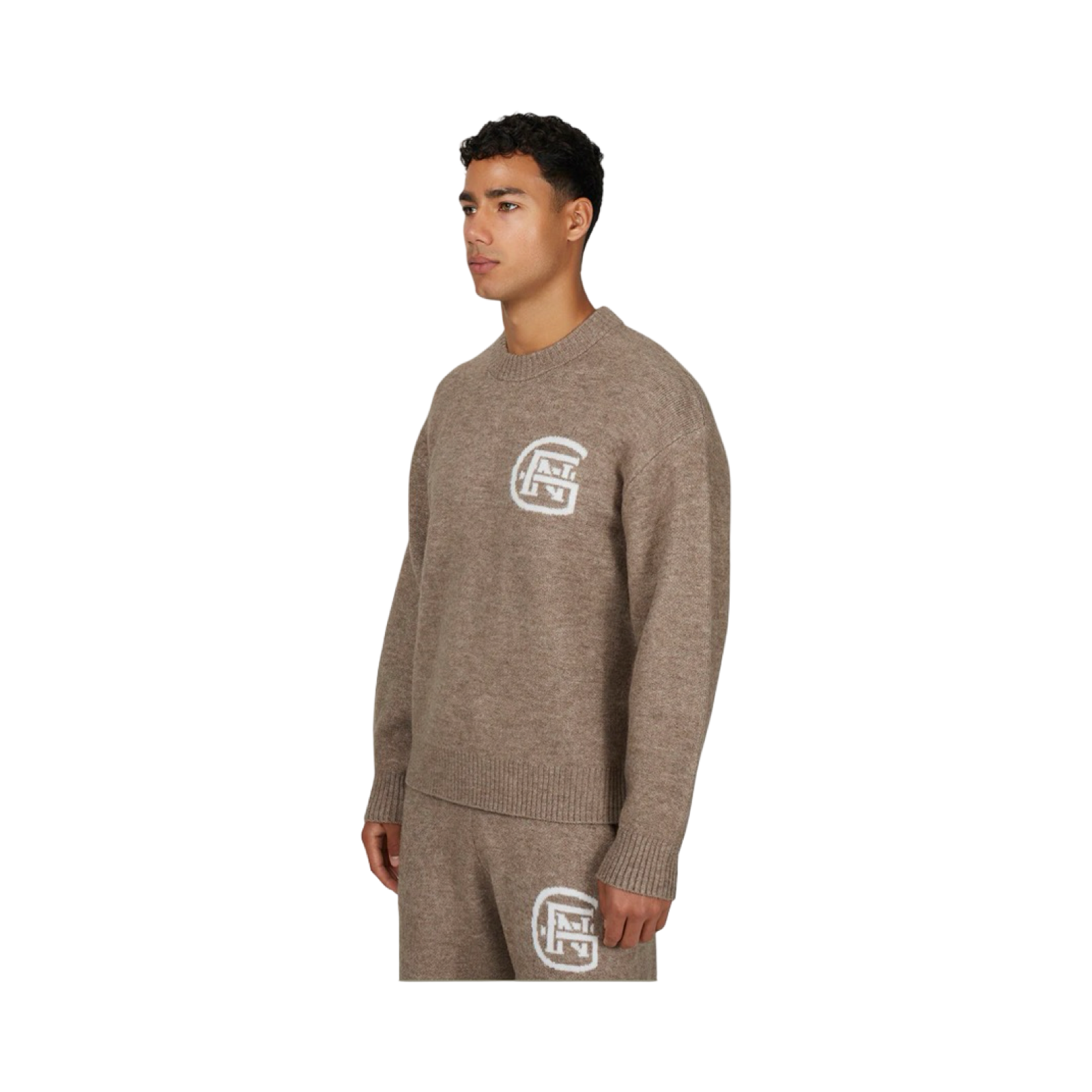 GFN MONOGRAM FLUFFY KNIT TAUPE JUMPER